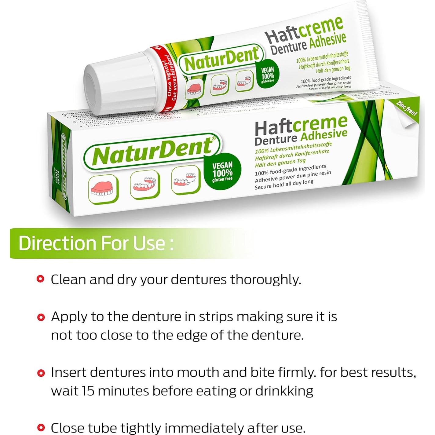 Adhesivo Natural para Dentaduras NaturDent 45g Sin Zinc