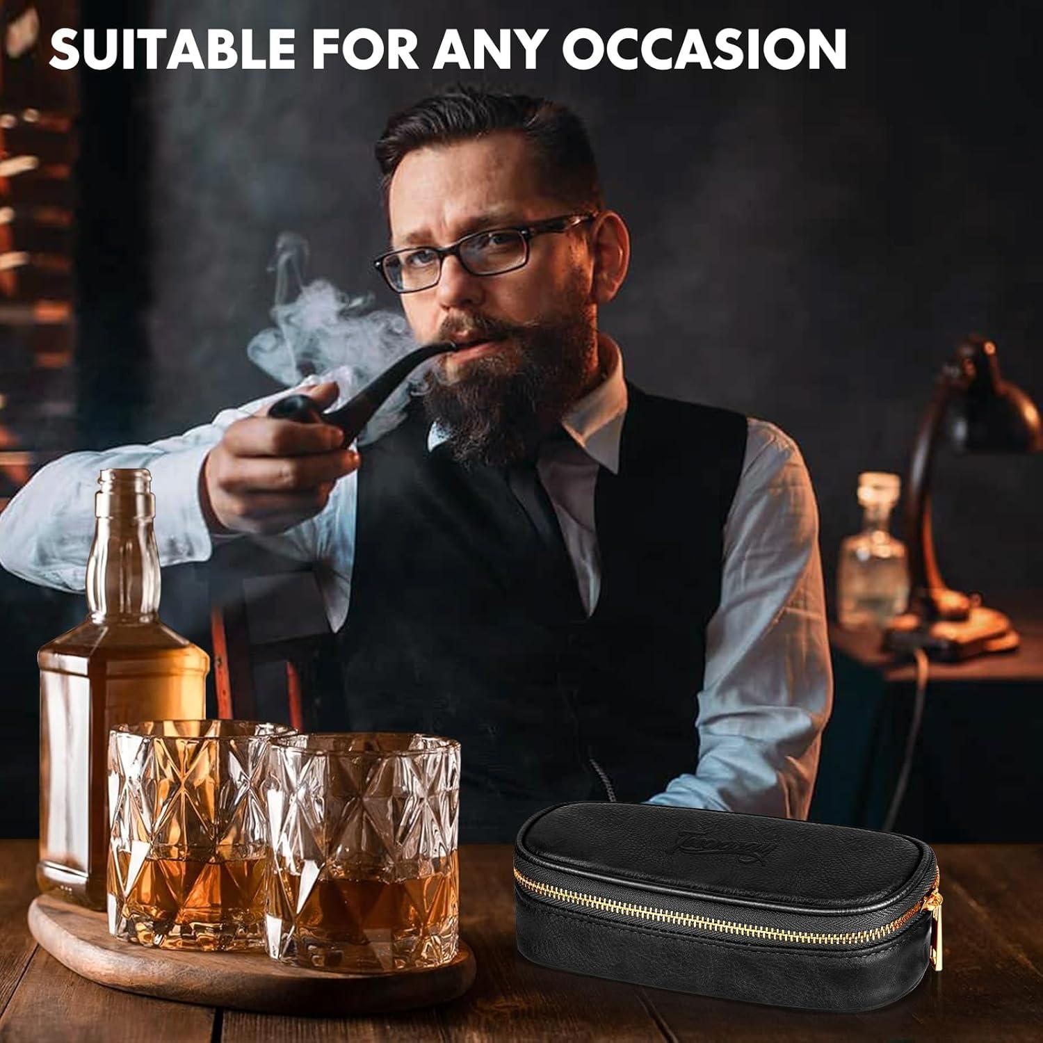 Funda de Cuero PU para 2 Pipás y Accesorios Tesonway - Negro