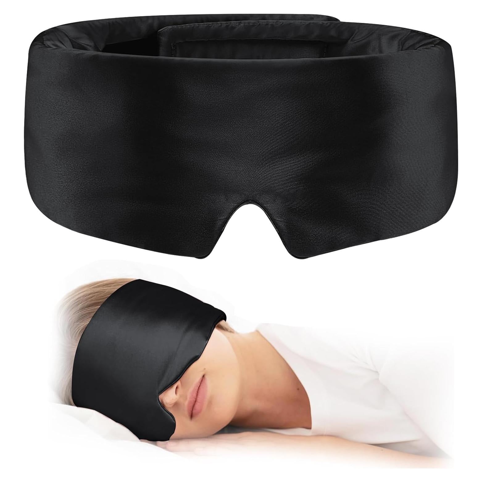 Máscara de Sueño de Seda Ajustable para Ojos - Negro