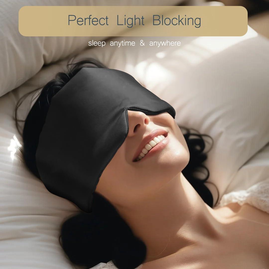 Máscara de Sueño de Seda Ajustable para Ojos - Negro