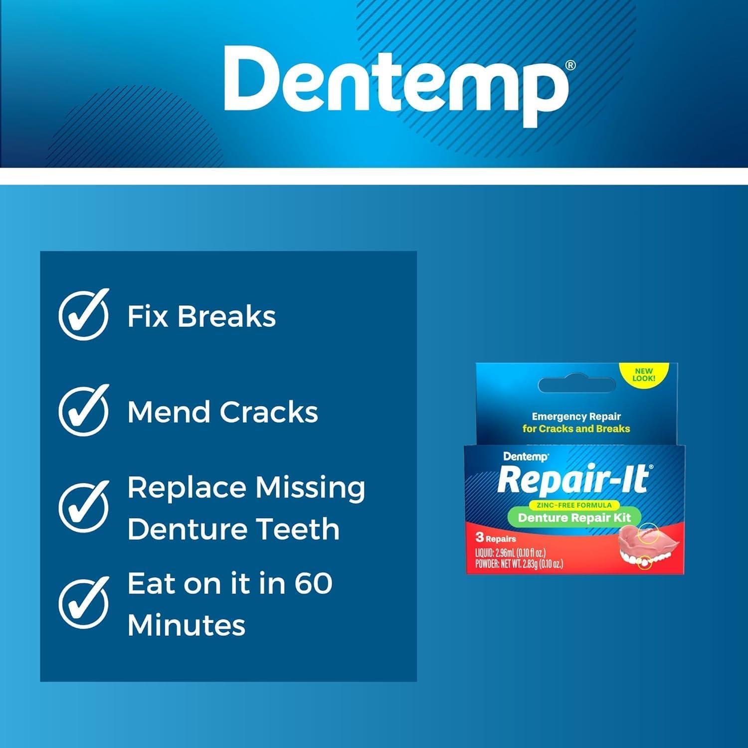Kit de Reparación de Dentaduras Dentemp Sin Zinc 1 kit