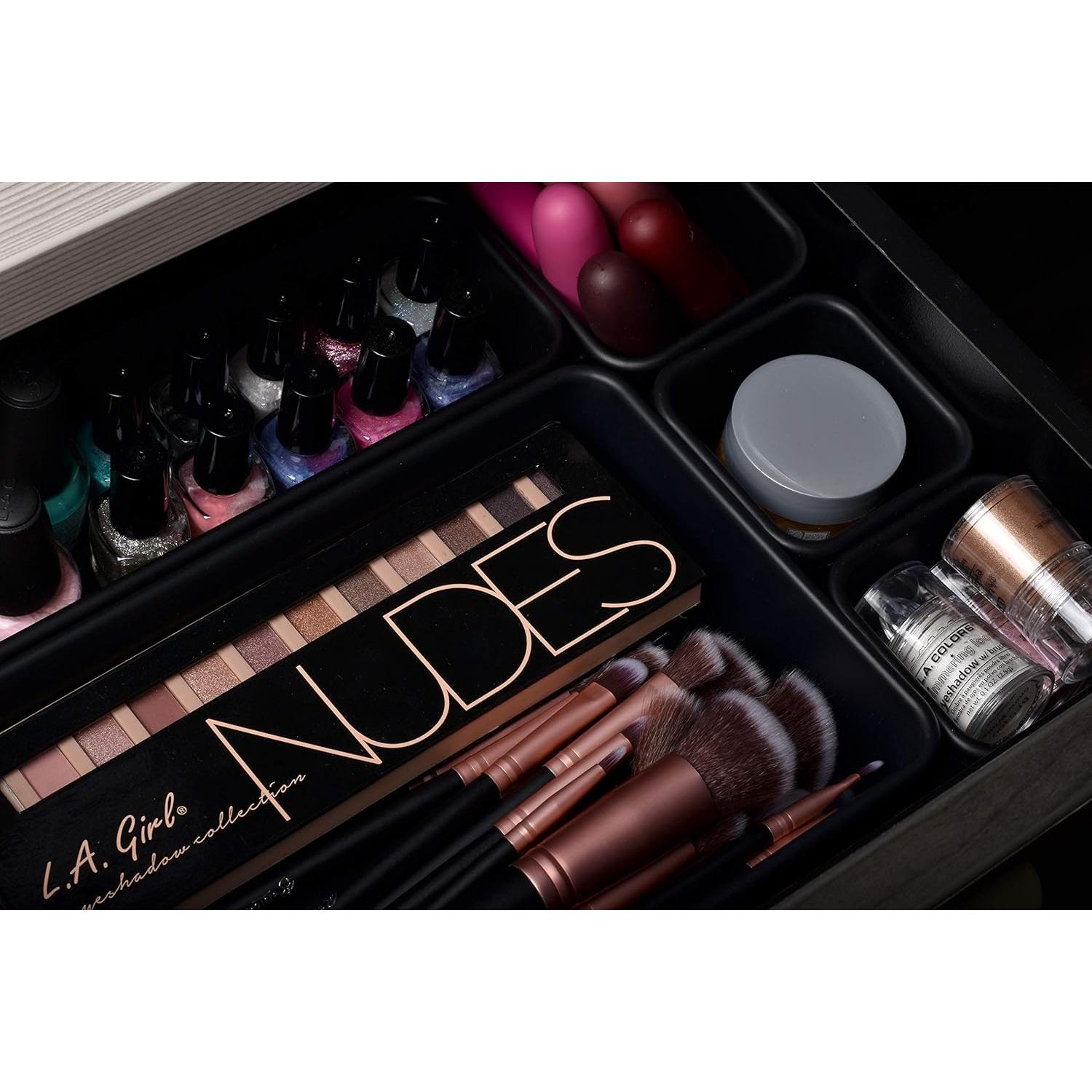 Organizadores de Cajones Masirs - Juego de 8 Piezas, Plástico Negro