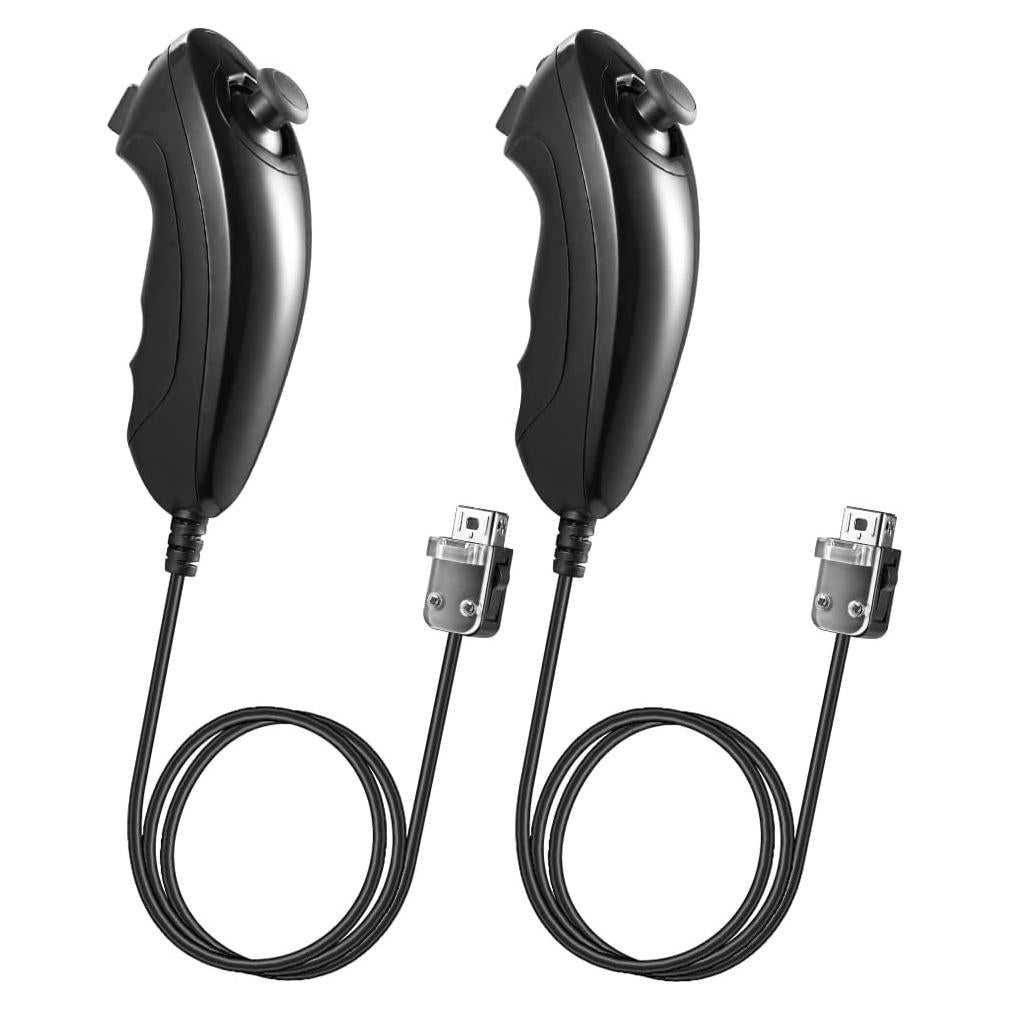 Controladores Nunchuk KIWITATA para Wii y Wii U - 2 Pack Negro