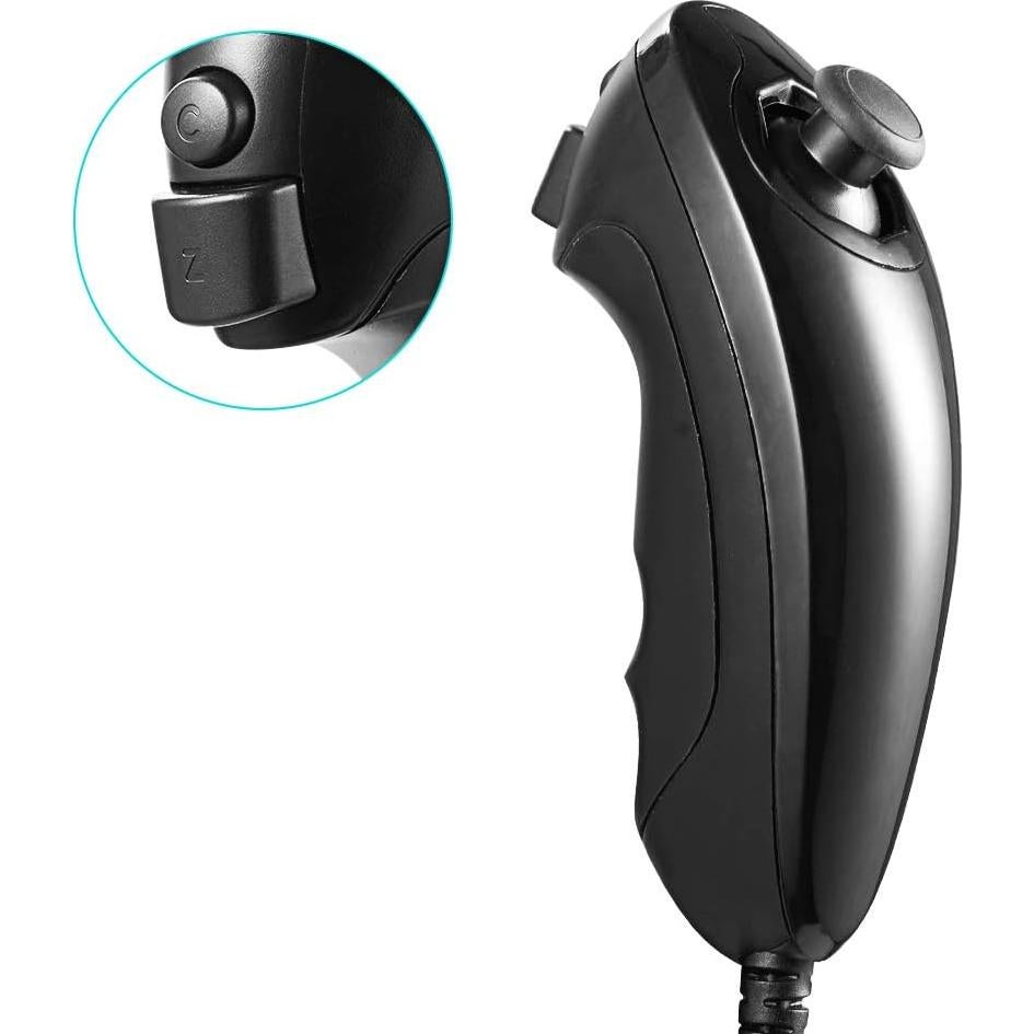 Controladores Nunchuk KIWITATA para Wii y Wii U - 2 Pack Negro