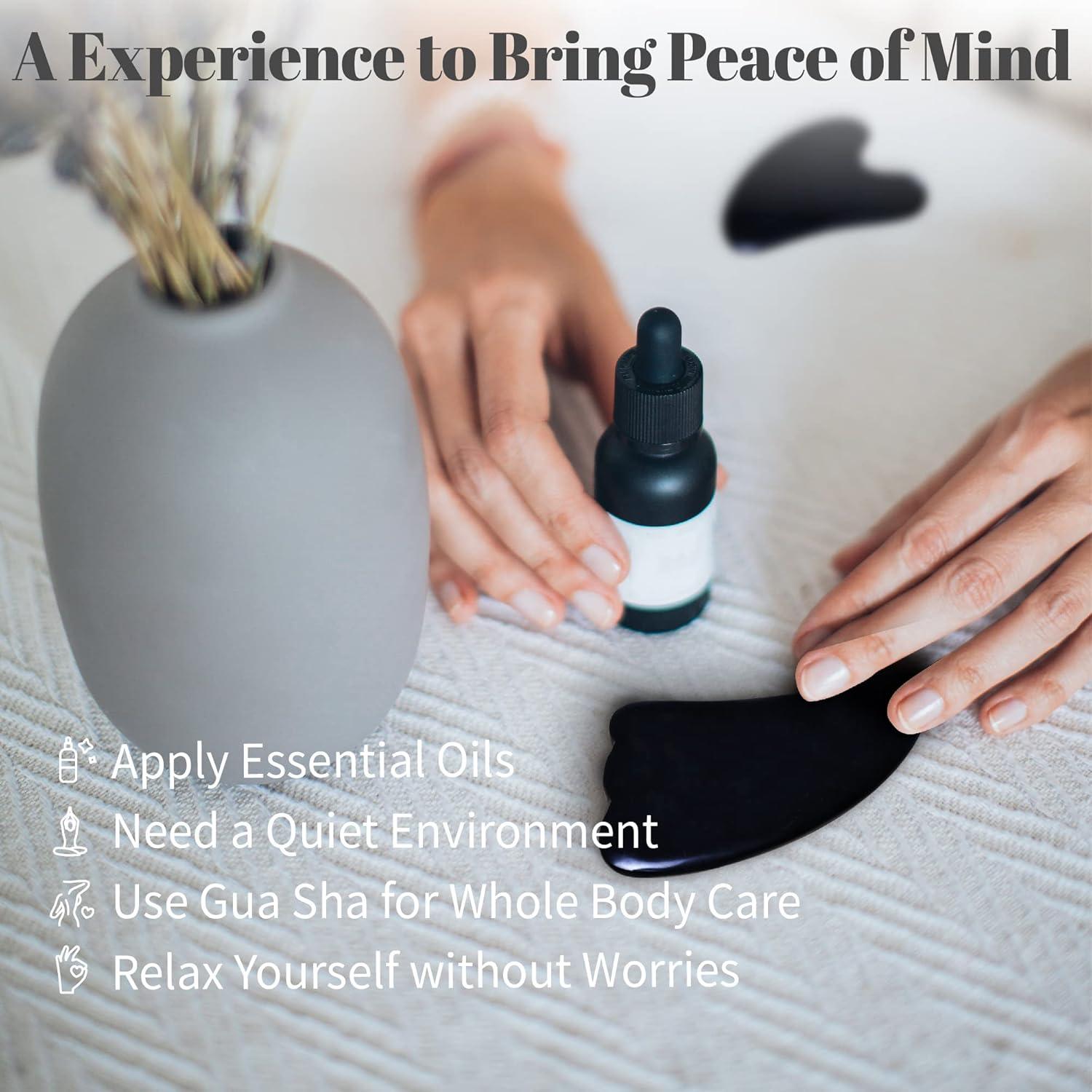 Herramienta de Masaje Guasha Rena Chris 4 Pcs Facial Negro