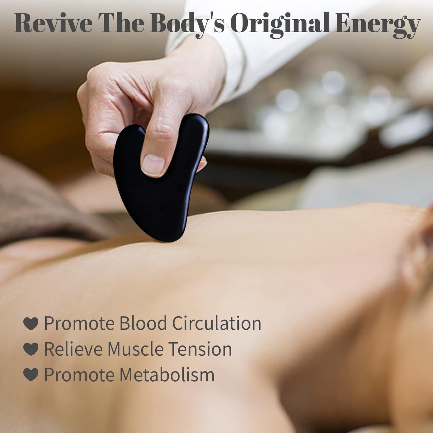 Herramienta de Masaje Guasha Rena Chris 4 Pcs Facial Negro