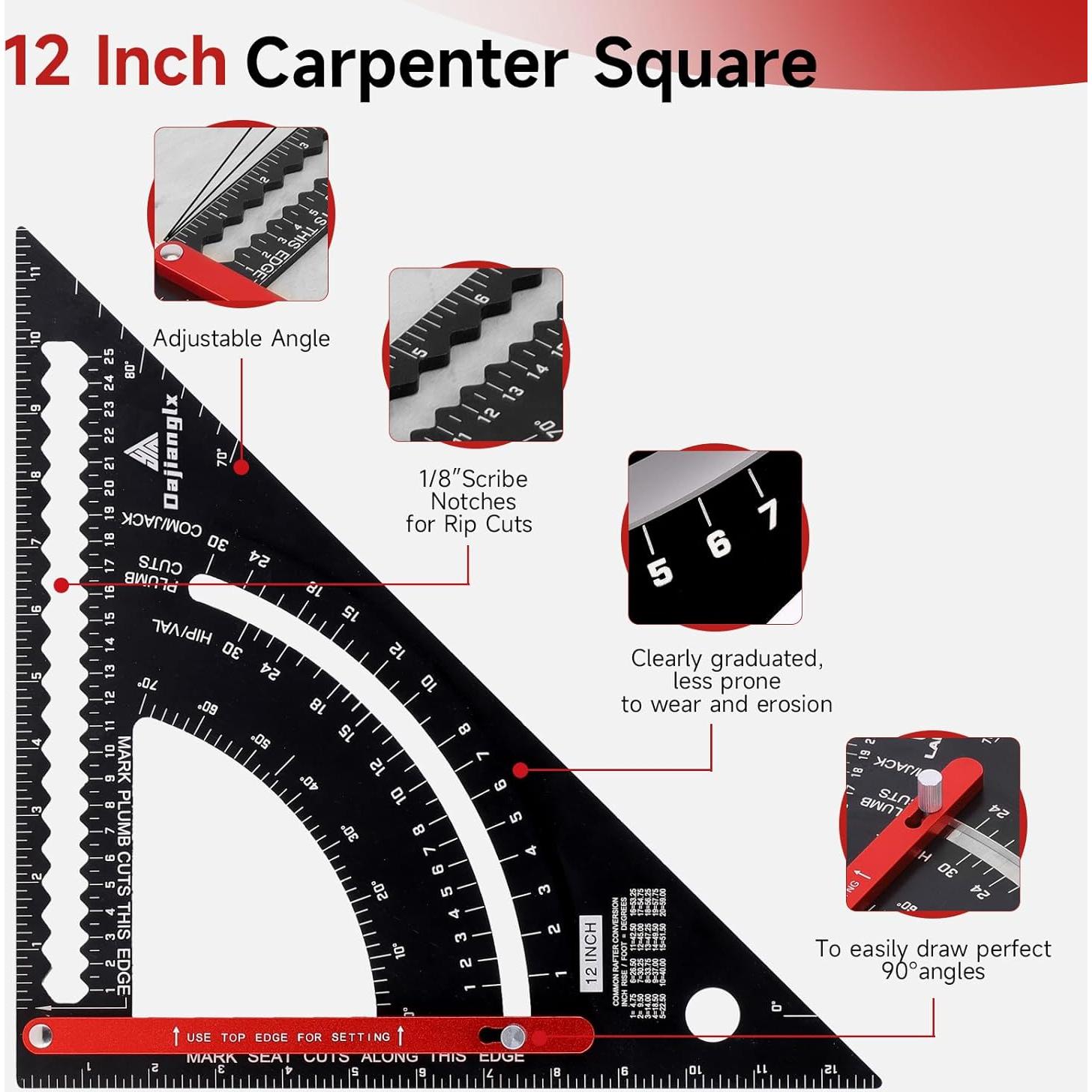 Escuadra de Carpintero 30.5 cm Aluminio Dajianglx Multifuncional