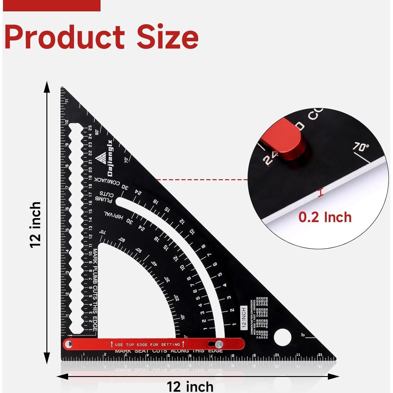Escuadra de Carpintero 30.5 cm Aluminio Dajianglx Multifuncional