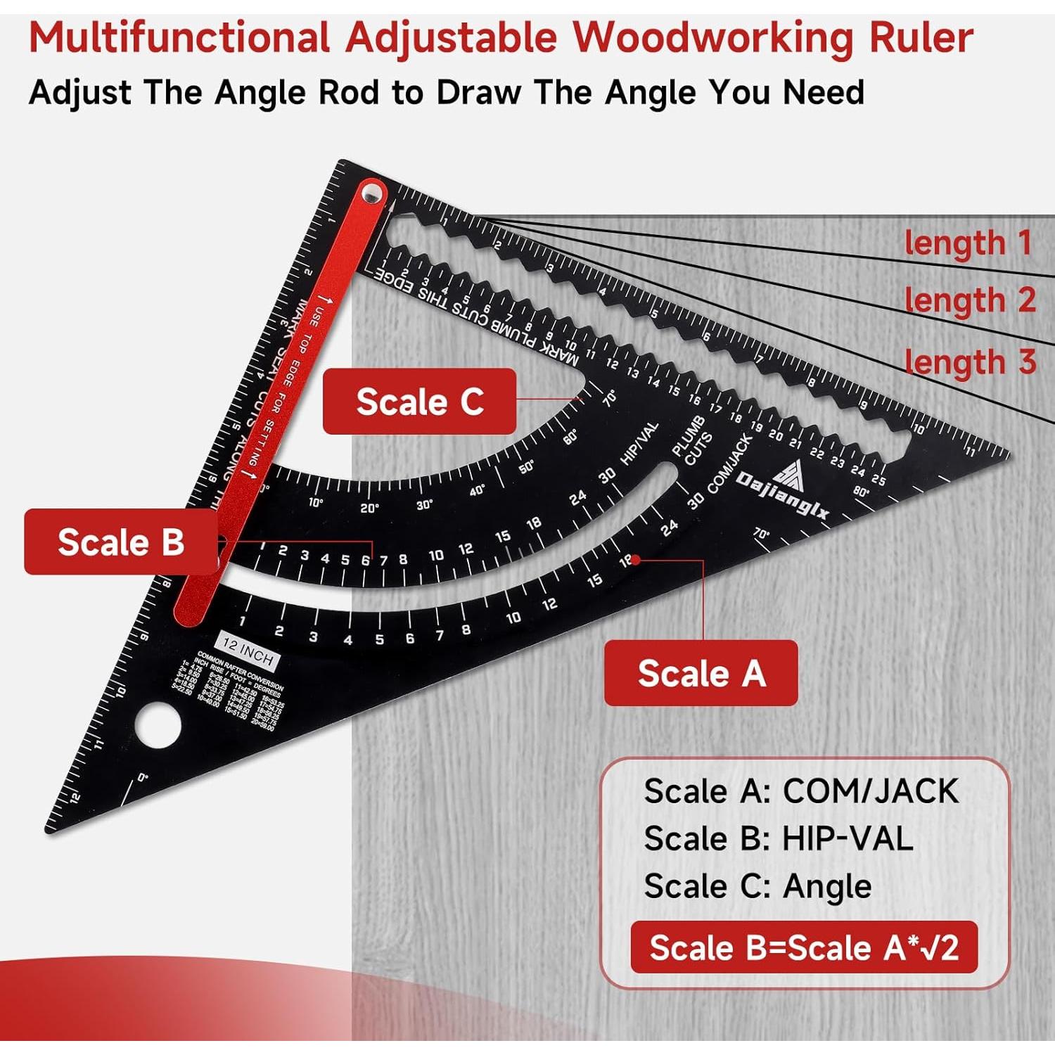 Escuadra de Carpintero 30.5 cm Aluminio Dajianglx Multifuncional