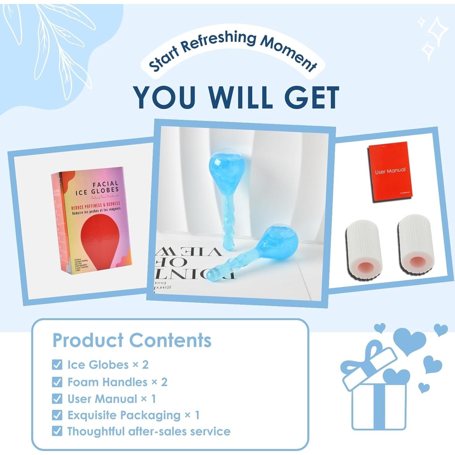 Bolas de Hielo Faciales Lazzybeauty, Masajeador Criogénico 14cm