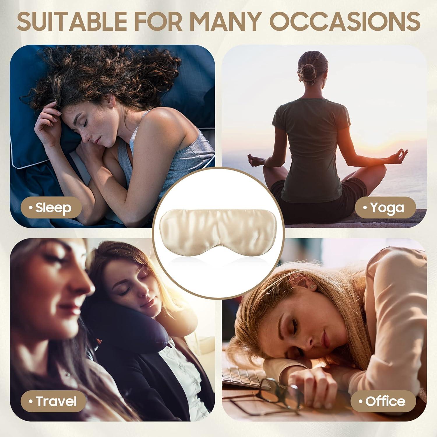 Mascarilla para dormir ZOESMIEN 100% seda de morera oro champán