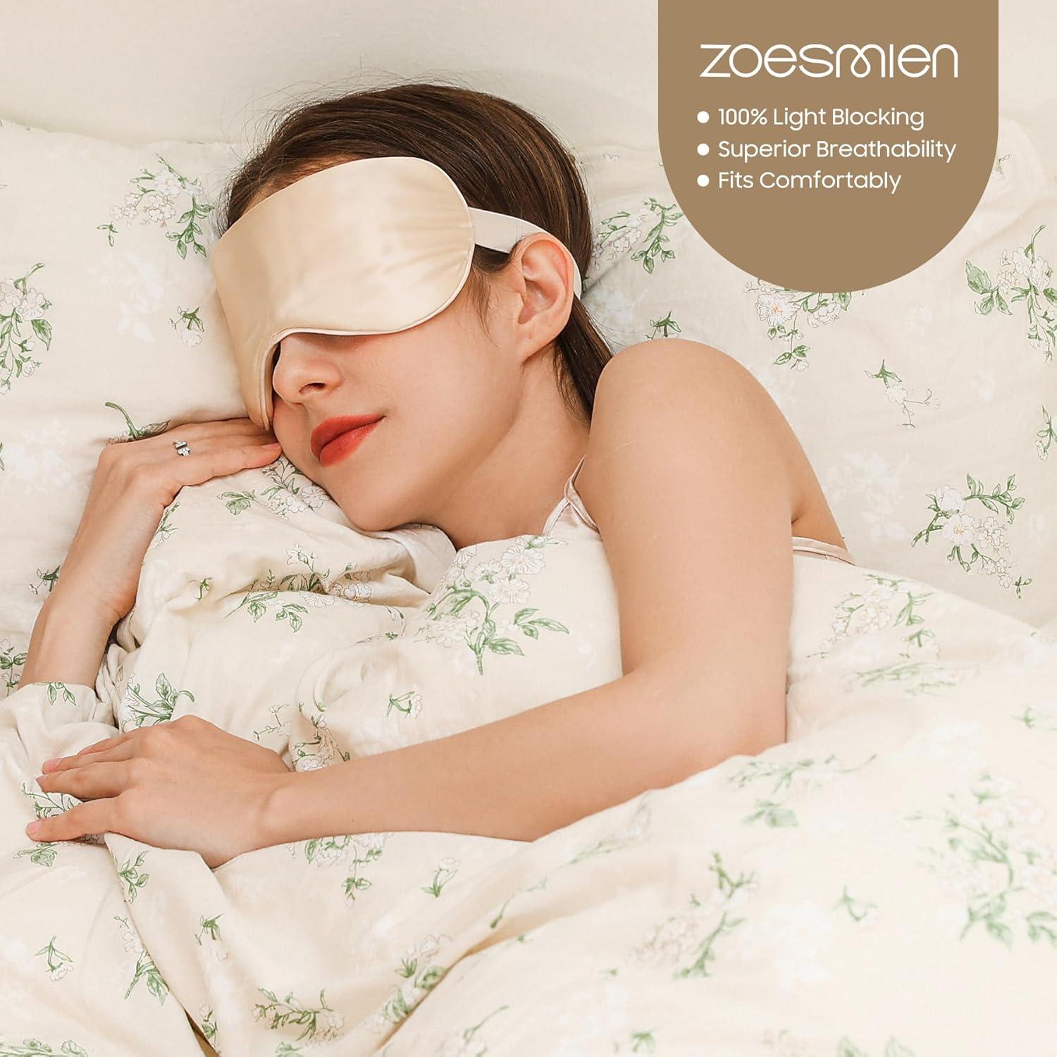 Mascarilla para dormir ZOESMIEN 100% seda de morera oro champán