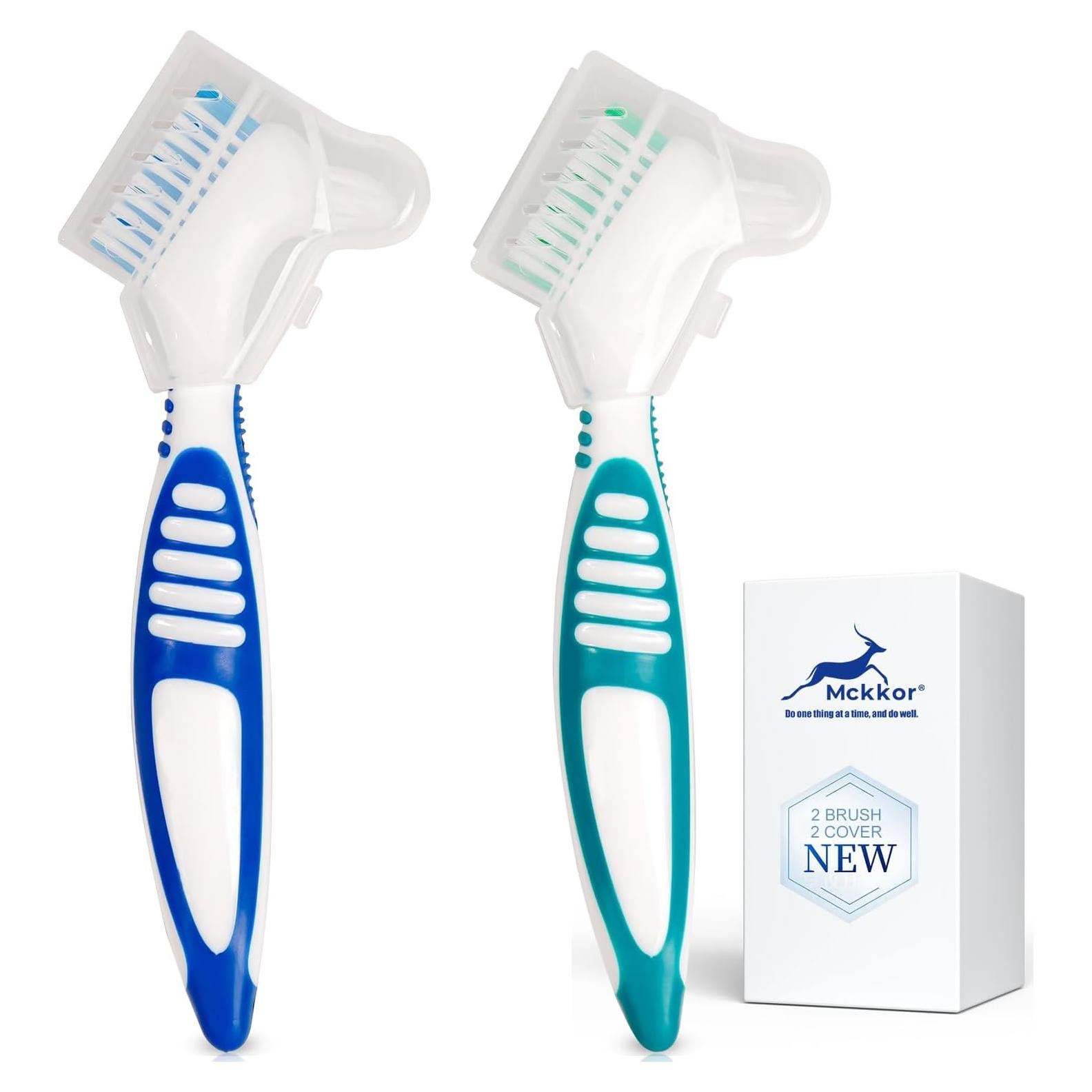 Juego de Cepillos de Dentaduras Mckkor con Soporte Ergonómico