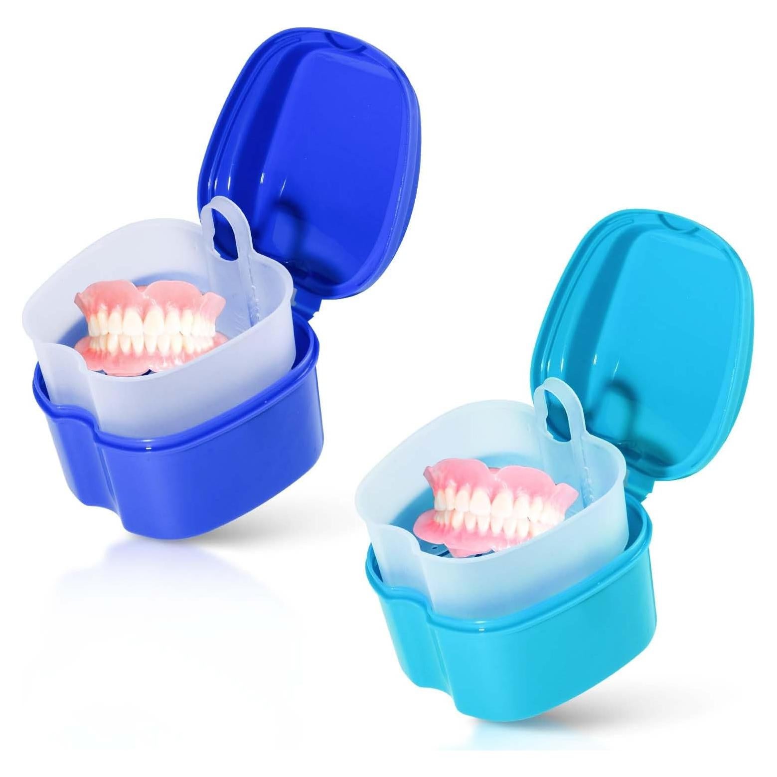 Estuche para Dentaduras KISEER 2 Piezas Azul Claro