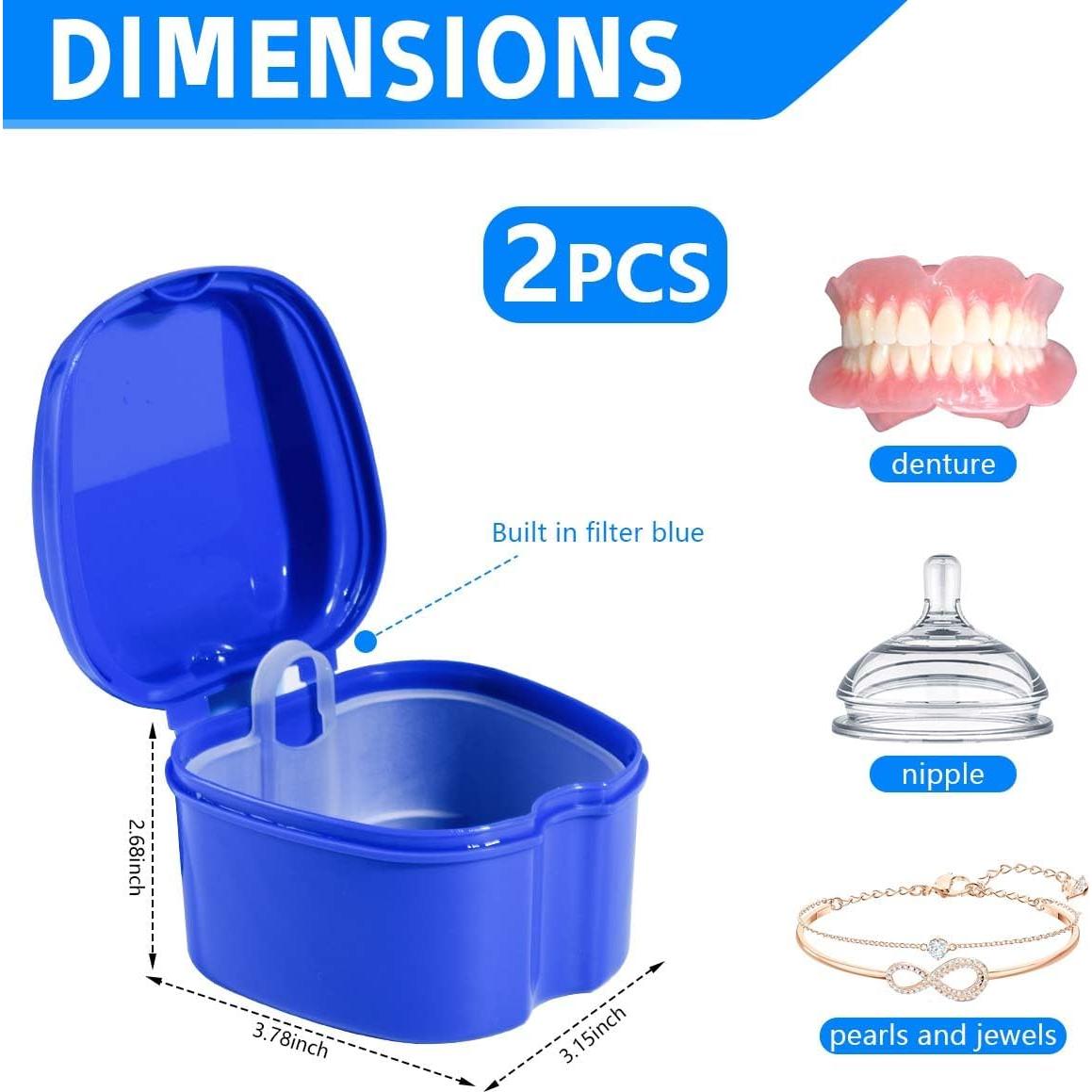 Estuche para Dentaduras KISEER 2 Piezas Azul Claro