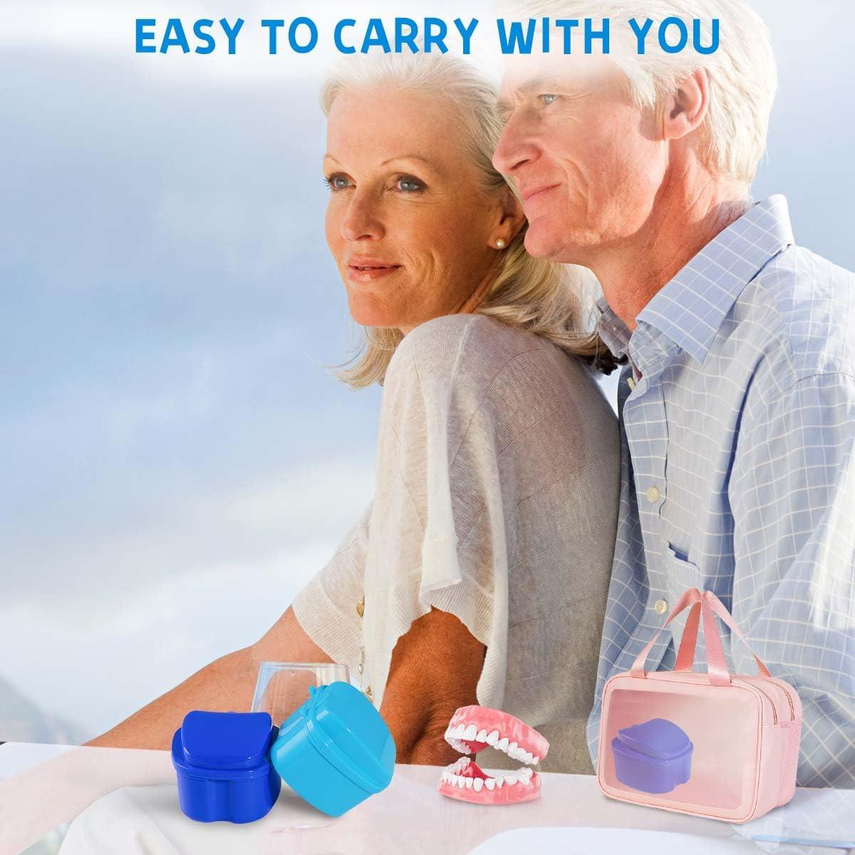 Estuche para Dentaduras KISEER 2 Piezas Azul Claro