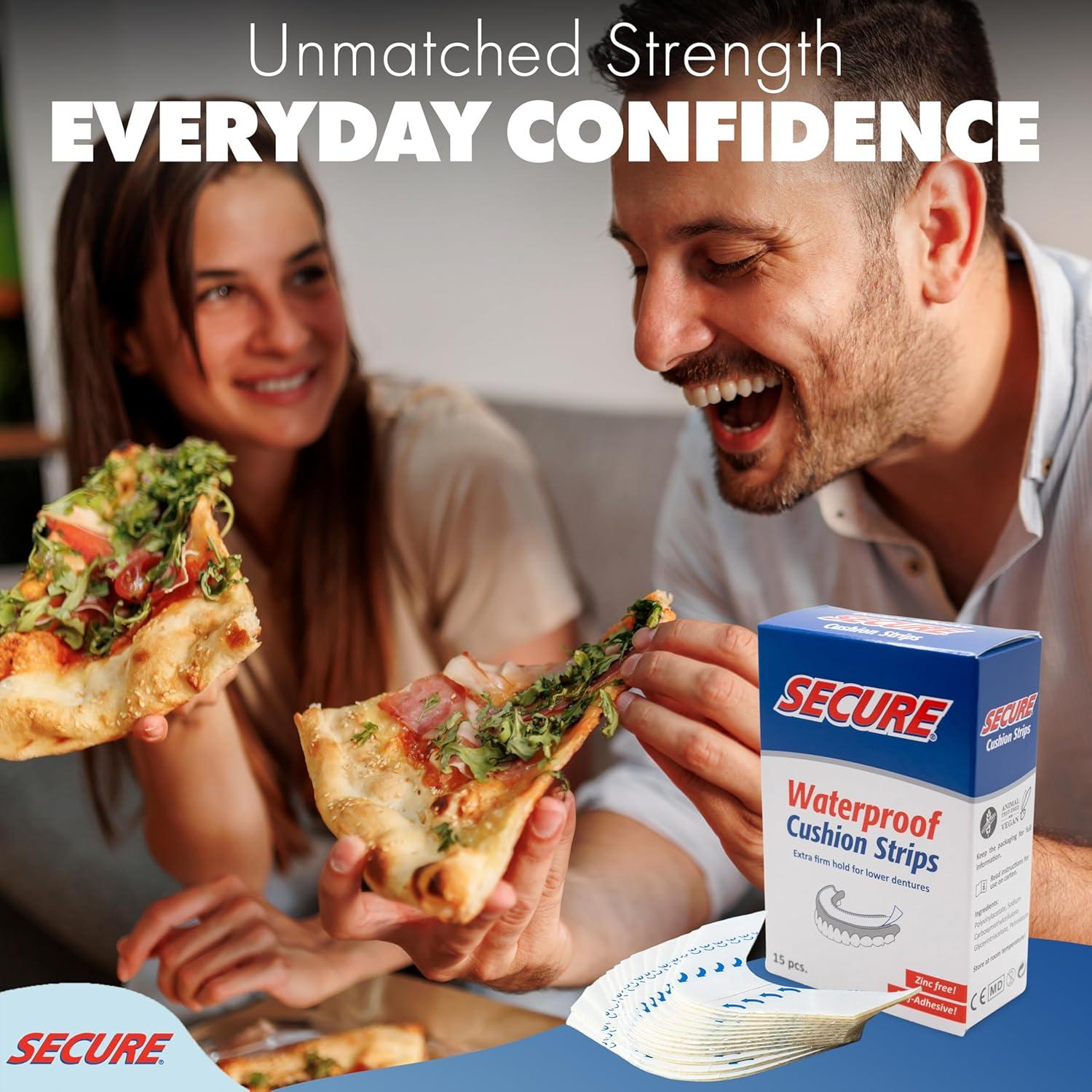 Tiras Adhesivas para Dentaduras Secure - Sin Zinc - 15 Tiras