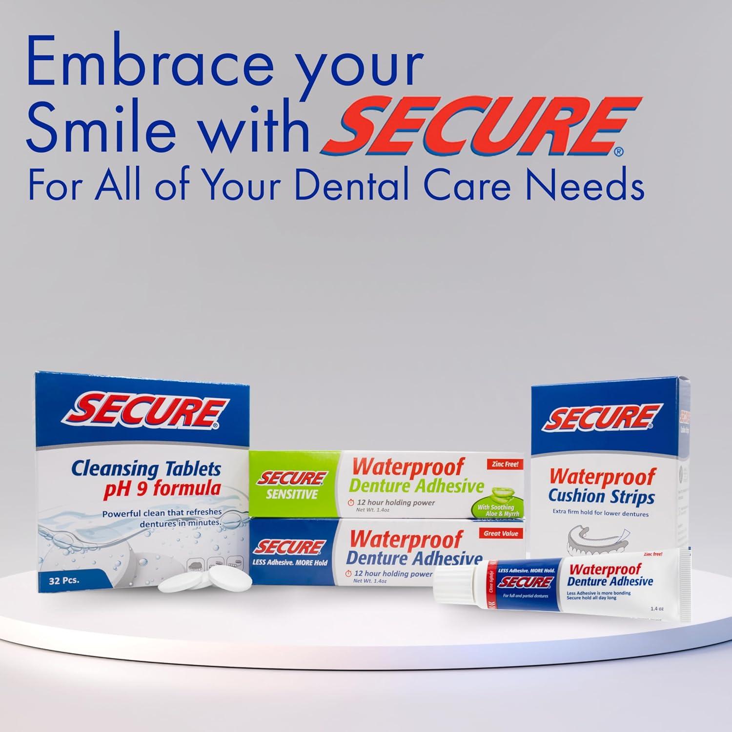 Tiras Adhesivas para Dentaduras Secure - Sin Zinc - 15 Tiras