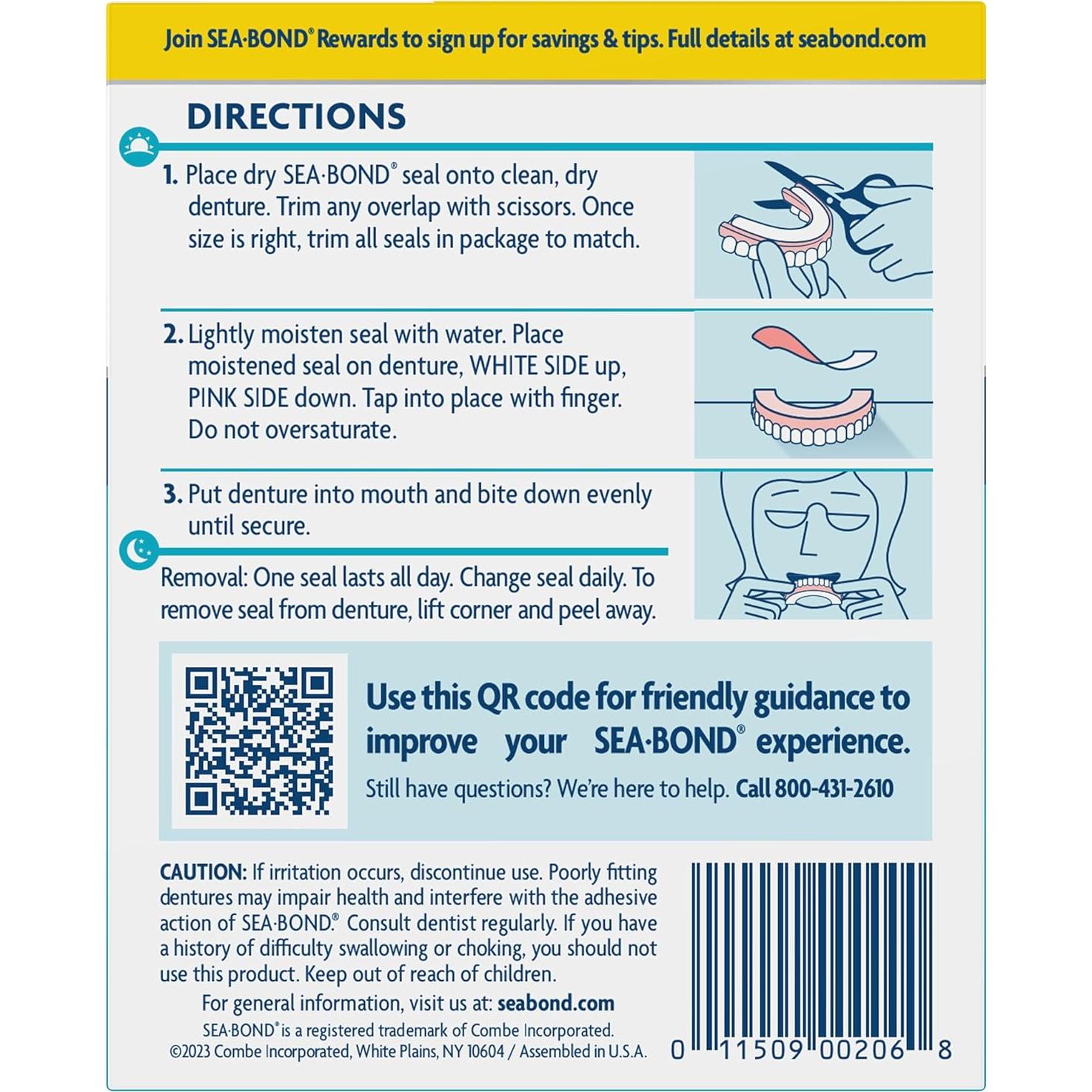 Sellos Adhesivos para Dentaduras Sea Bond Inferiores 30 Pzs