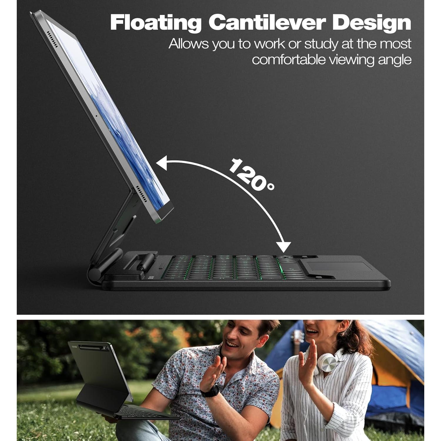 Funda con Teclado Dexnor para Samsung Galaxy Tab 12.4" - Negro