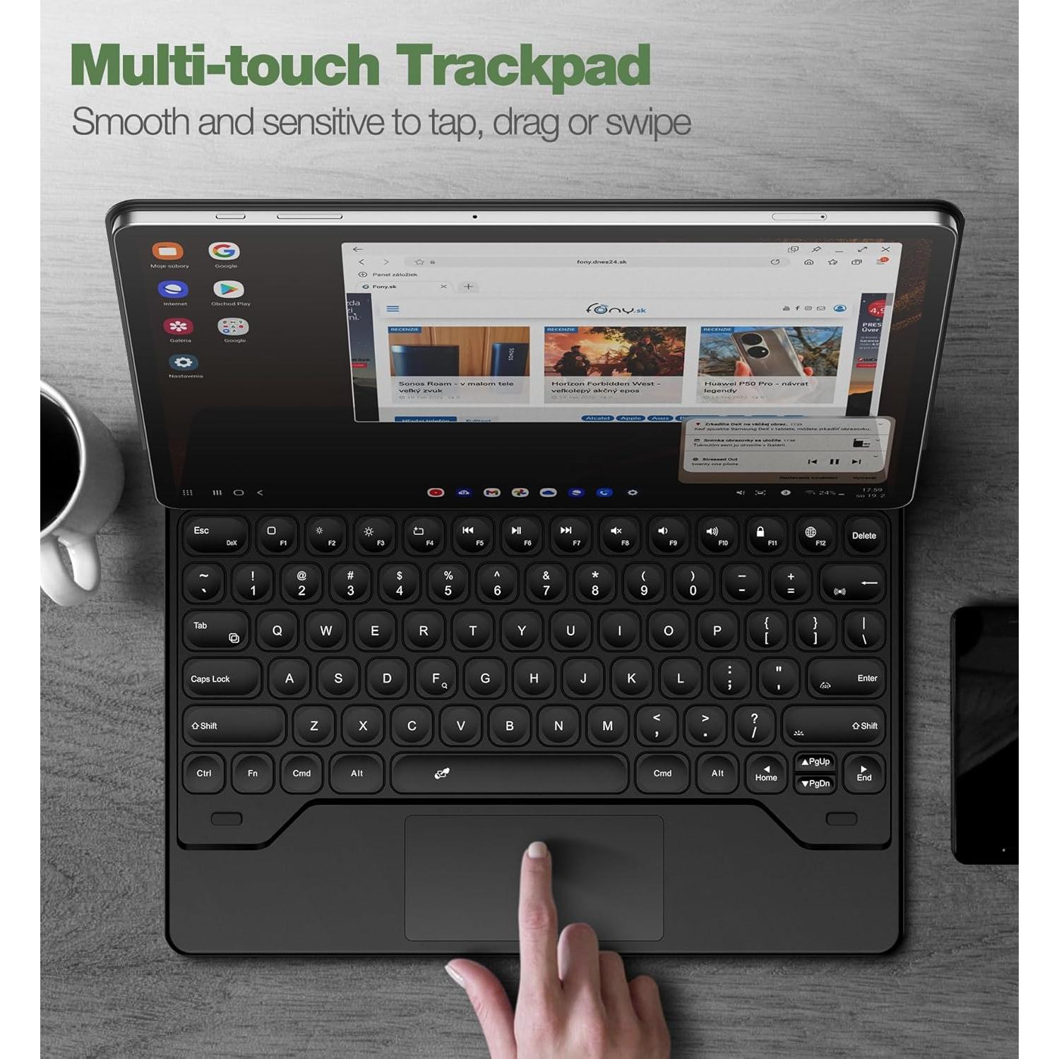 Funda con Teclado Dexnor para Samsung Galaxy Tab 12.4" - Negro