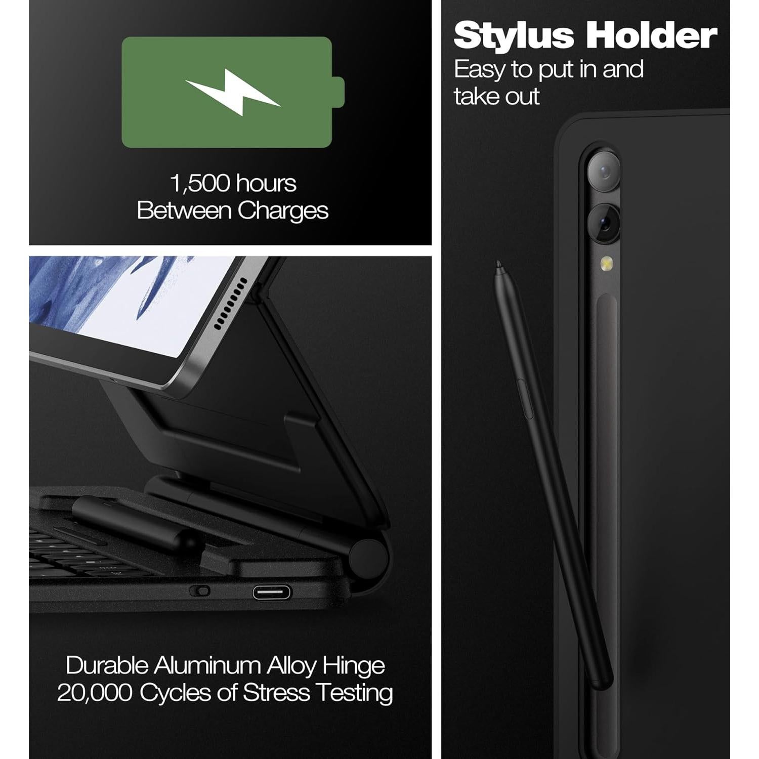 Funda con Teclado Dexnor para Samsung Galaxy Tab 12.4" - Negro