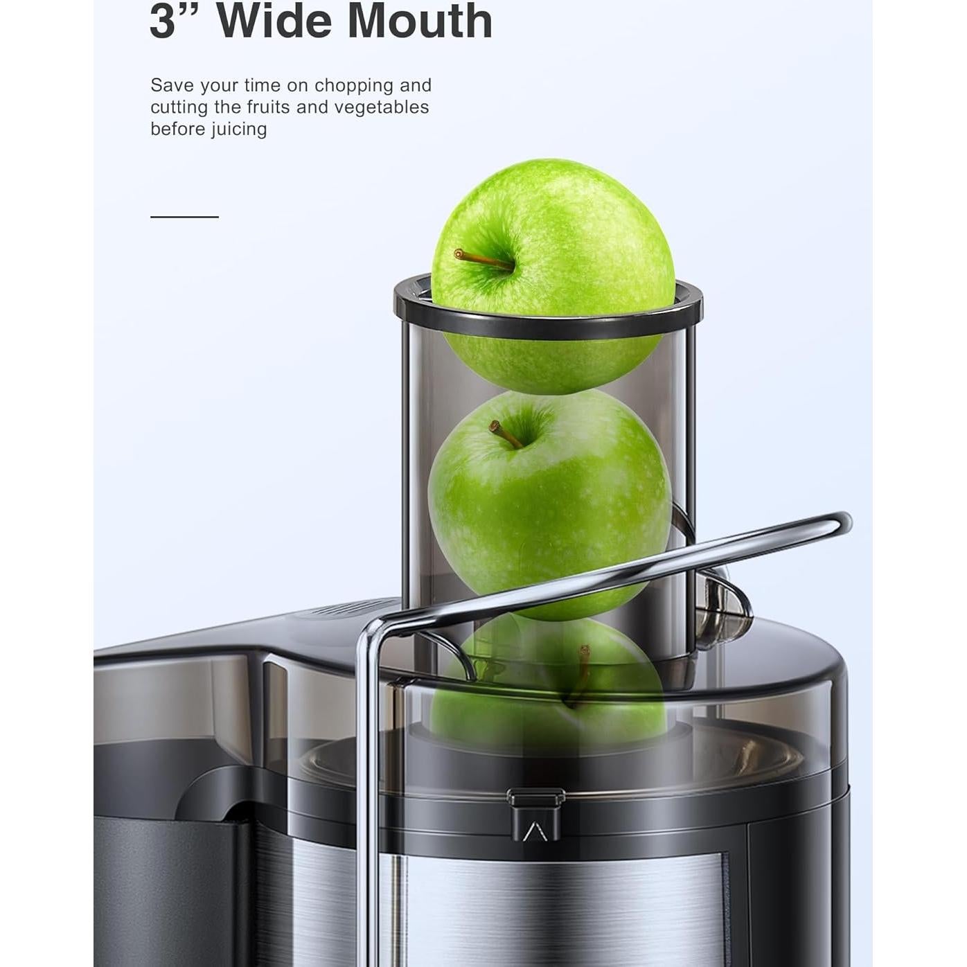 Extractor de Jugo QCen 800W Doble Velocidad Acero Inoxidable