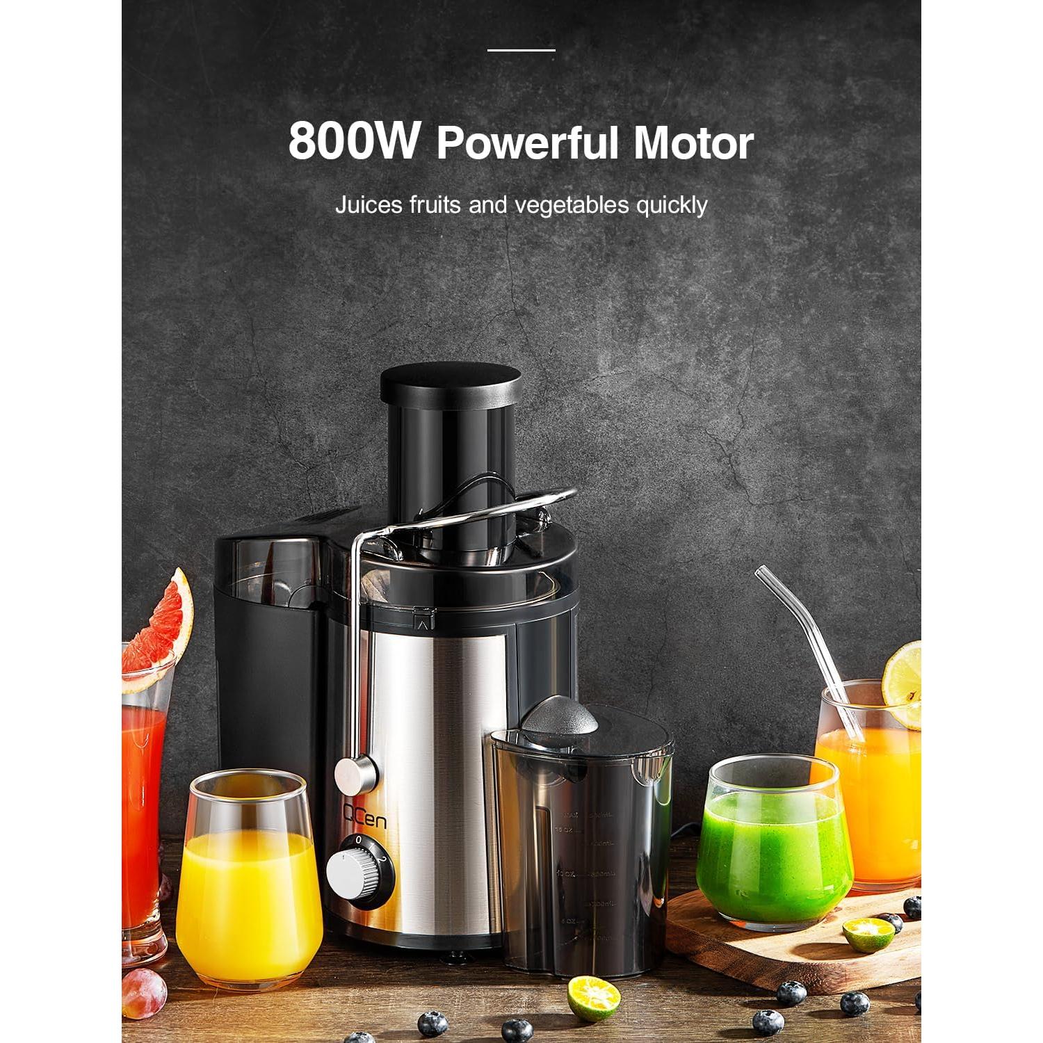 Extractor de Jugo QCen 800W Doble Velocidad Acero Inoxidable