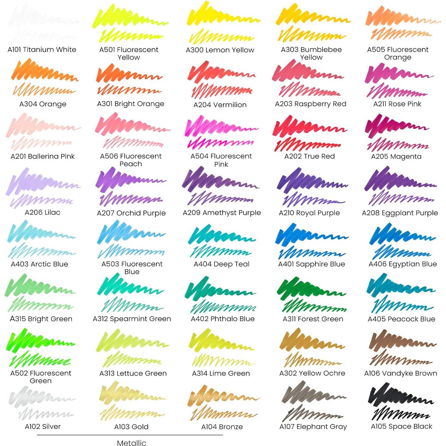 Set de 40 Marcadores de Pintura Acrílica ARTEZA Multicolor