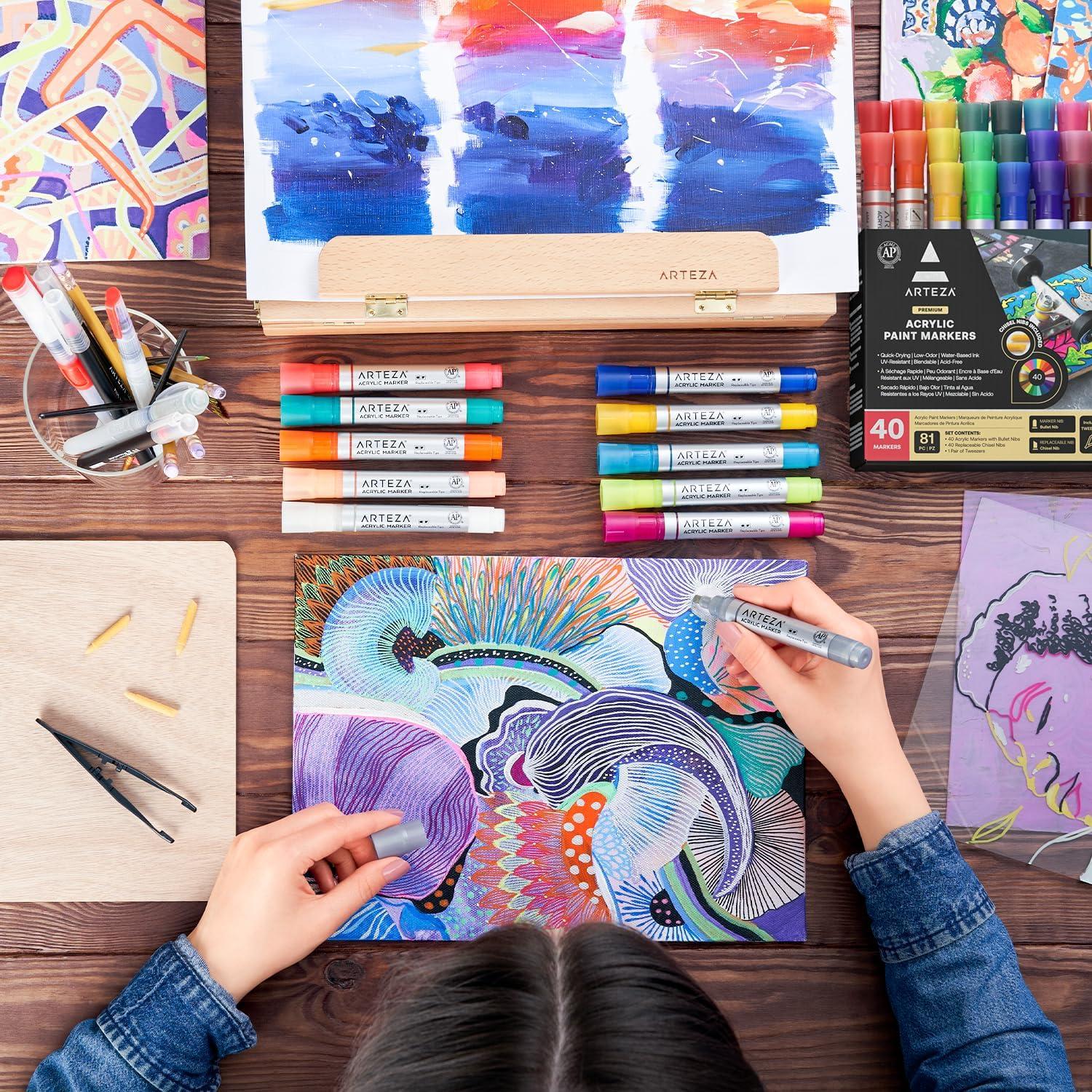 Set de 40 Marcadores de Pintura Acrílica ARTEZA Multicolor