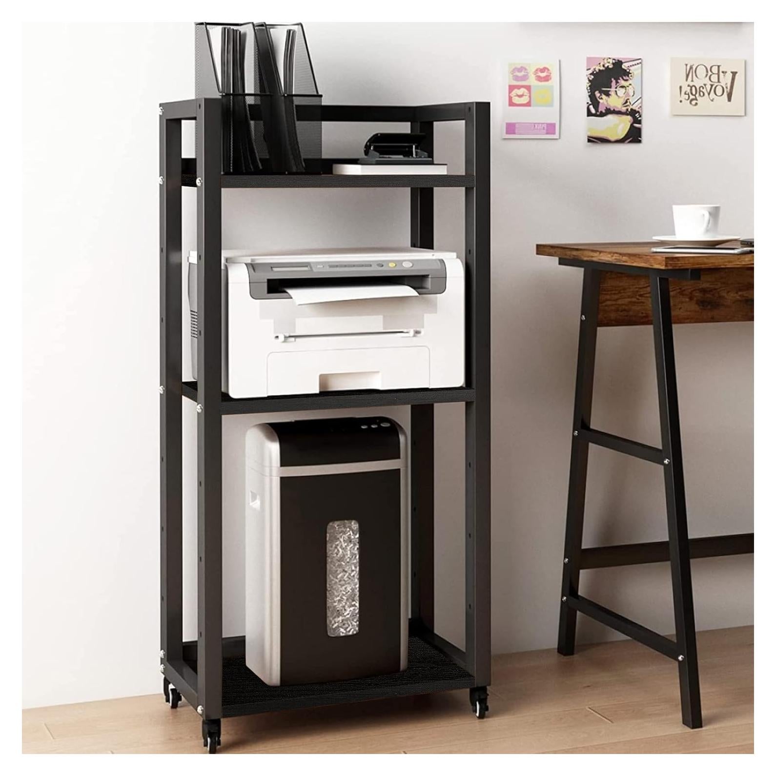 Soporte de impresora móvil Natwind 3 niveles ajustable negro