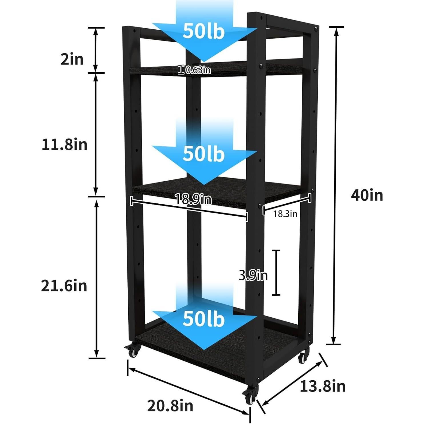Soporte de impresora móvil Natwind 3 niveles ajustable negro