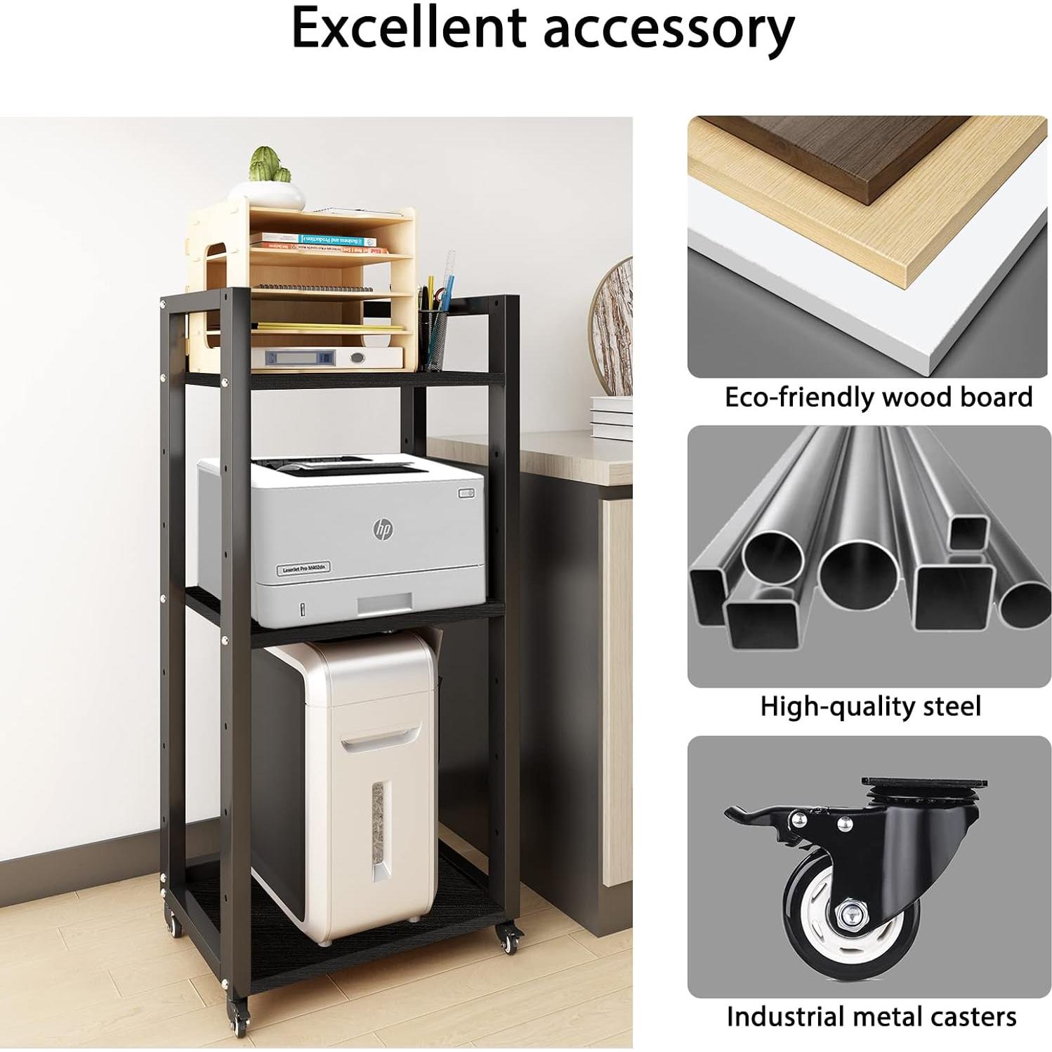 Soporte de impresora móvil Natwind 3 niveles ajustable negro