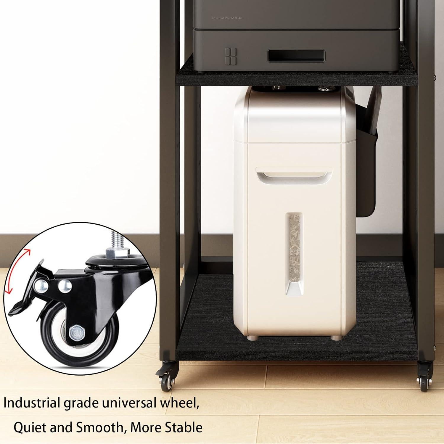 Soporte de impresora móvil Natwind 3 niveles ajustable negro