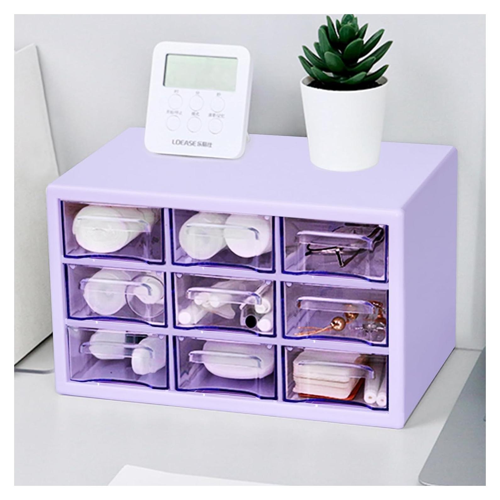 Organizador de Escritorio MYKASEN 9 Cajones Plástico Transparente 24.9x16x15cm