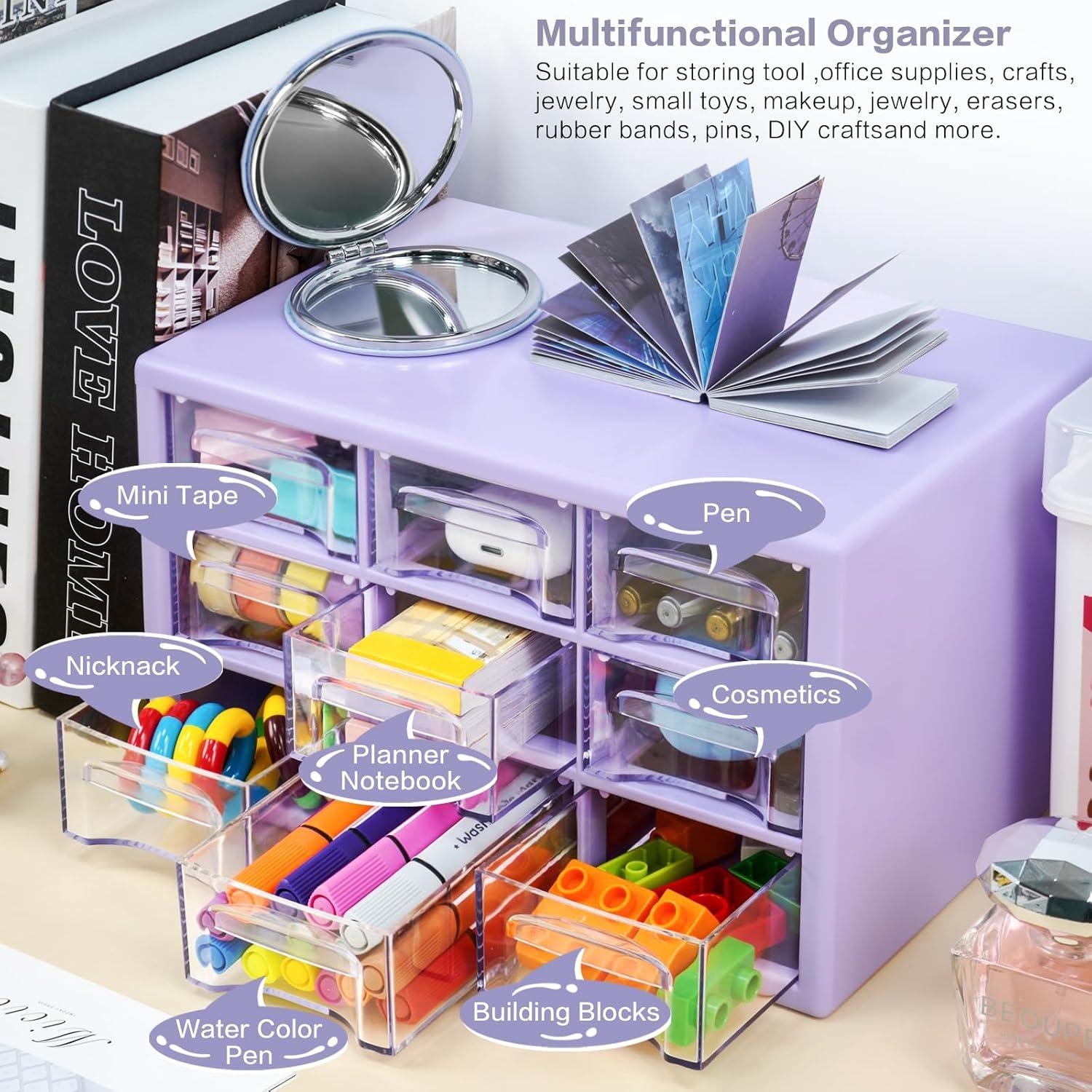 Organizador de Escritorio MYKASEN 9 Cajones Plástico Transparente 24.9x16x15cm