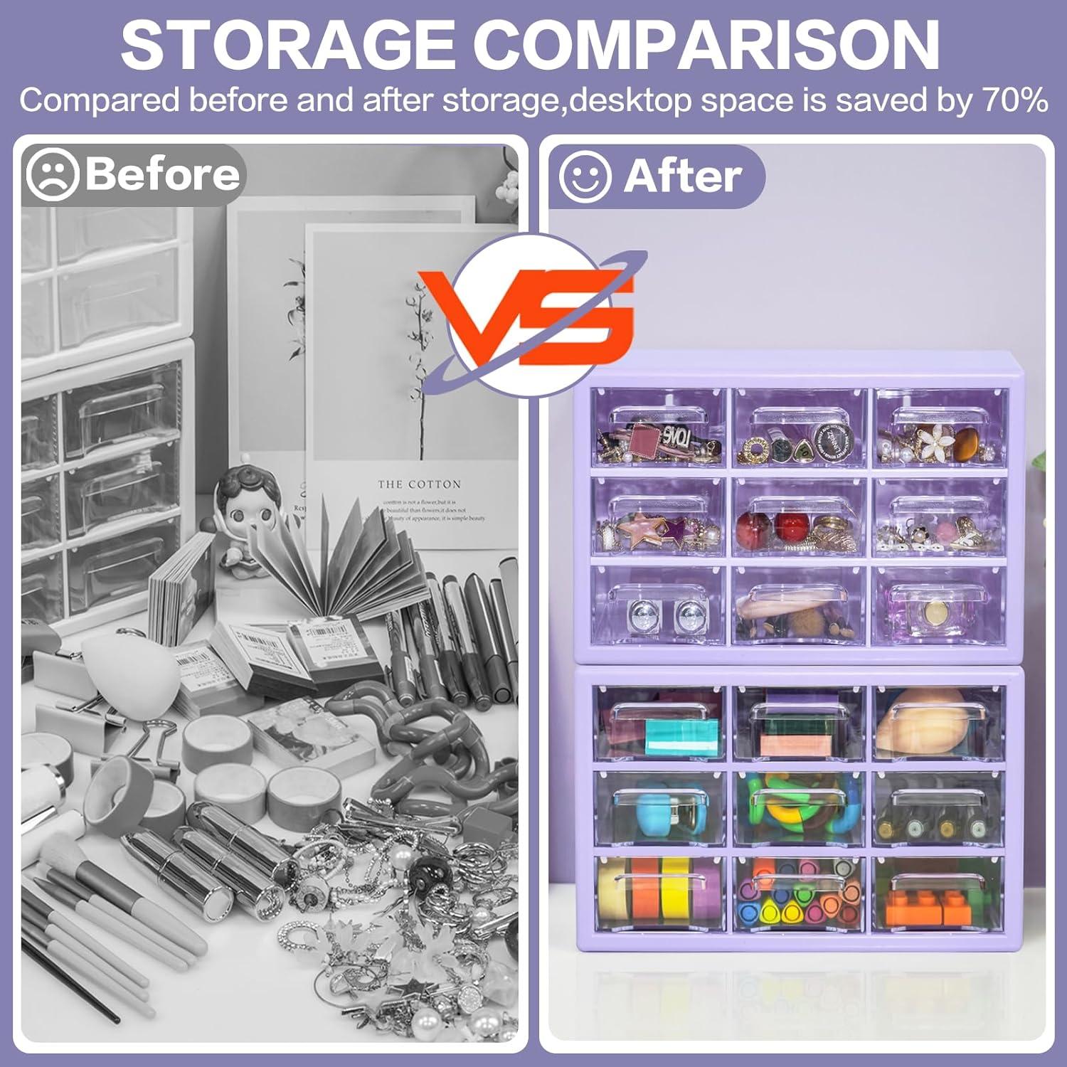 Organizador de Escritorio MYKASEN 9 Cajones Plástico Transparente 24.9x16x15cm