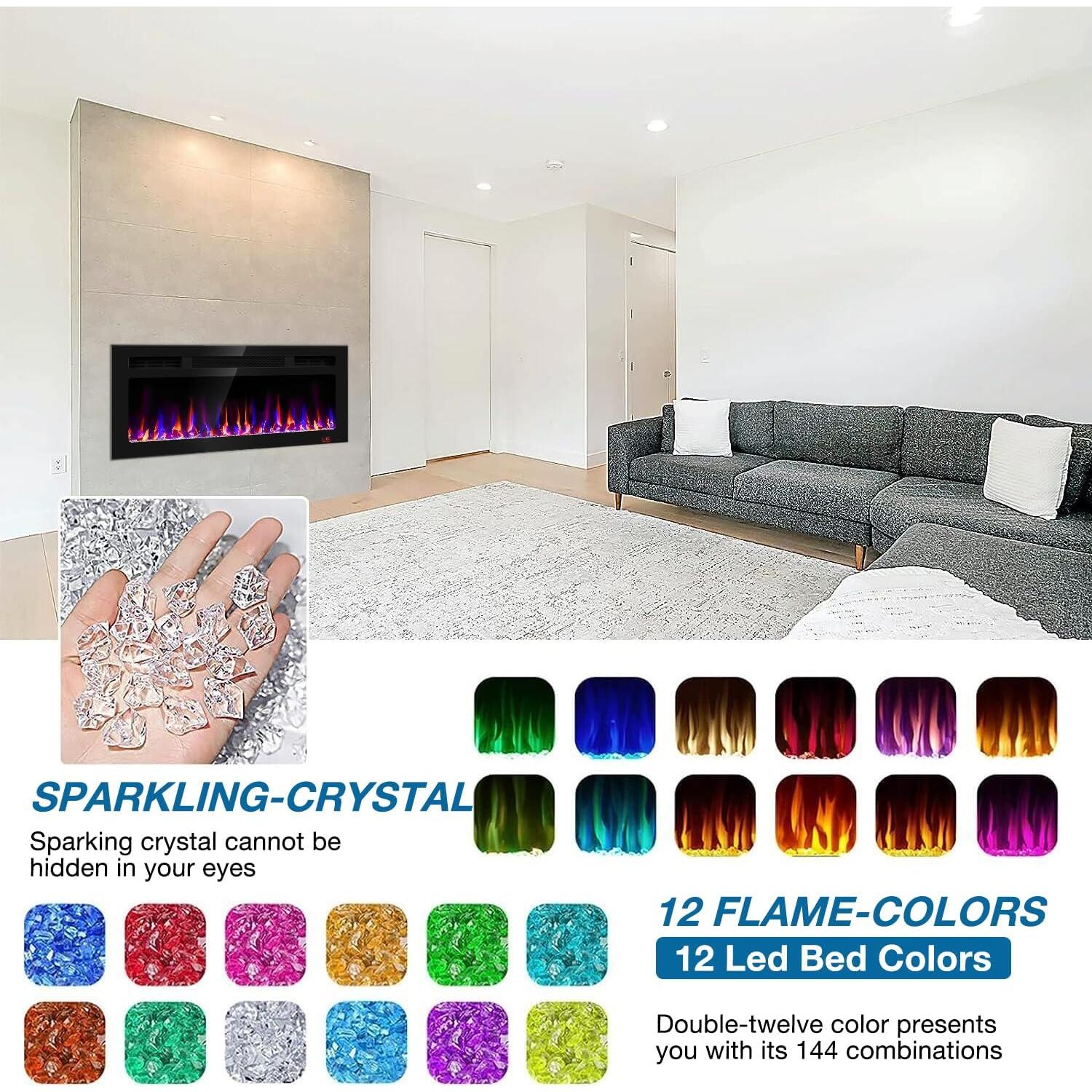 Chimenea Eléctrica Recesada Sixfivsevn 91.4 cm, Control Remoto