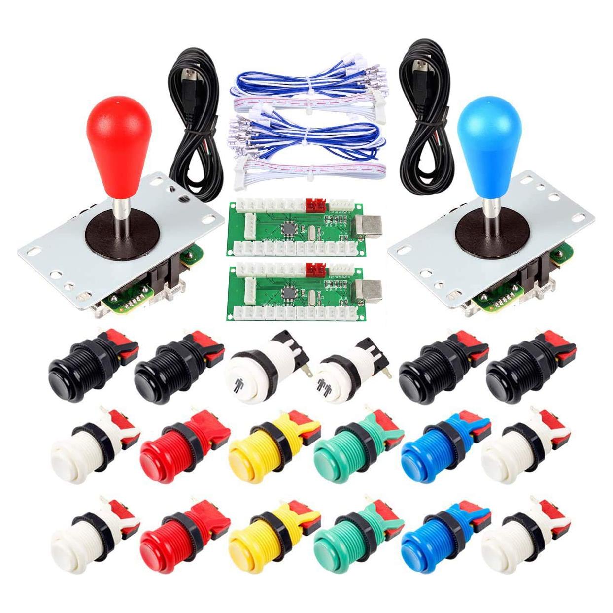 Kit de Piezas DIY Arcade HAAMIIQII 2 Jugadores USB Joysticks y Botones