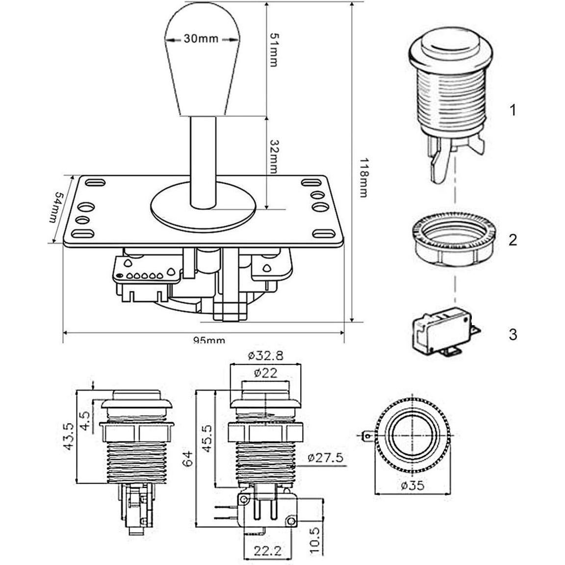 Kit de Piezas DIY Arcade HAAMIIQII 2 Jugadores USB Joysticks y Botones