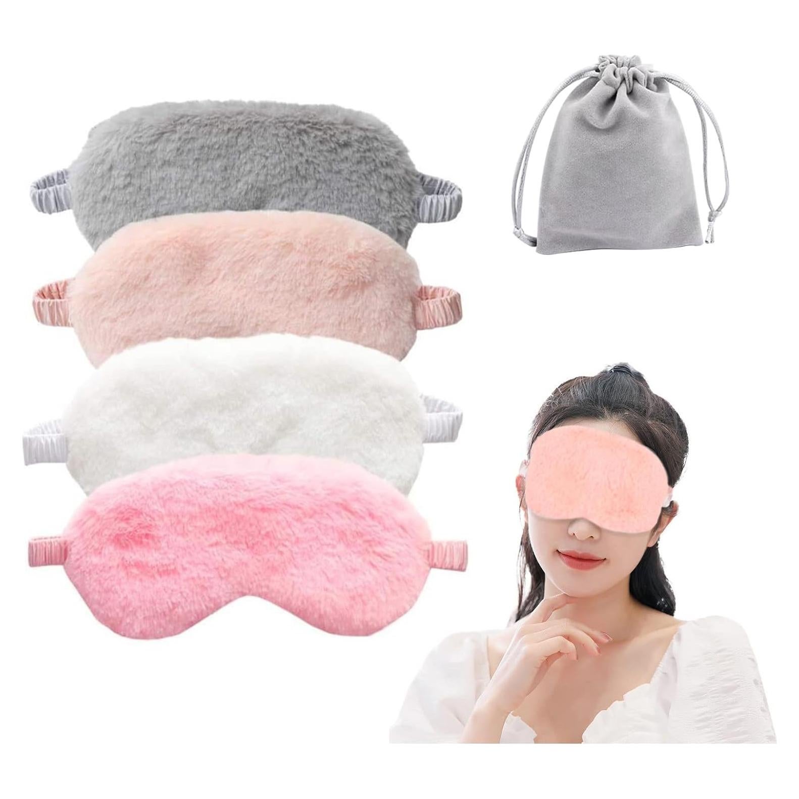 4 Máscaras de Sueño de Peluche Haniu, Suaves y Coloridas