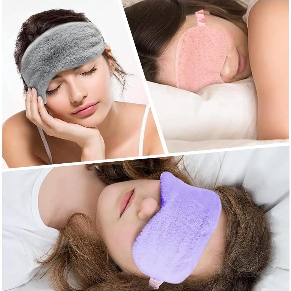 4 Máscaras de Sueño de Peluche Haniu, Suaves y Coloridas