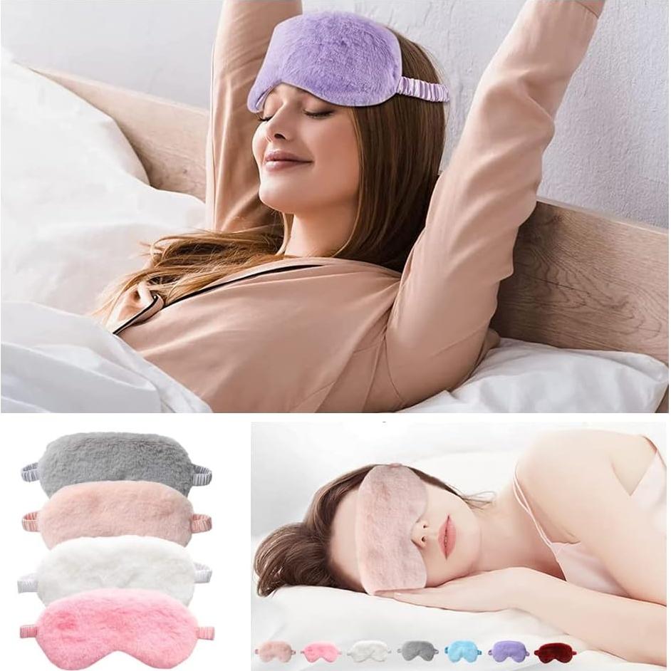 4 Máscaras de Sueño de Peluche Haniu, Suaves y Coloridas