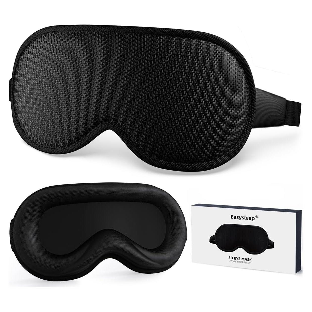 Máscara de Ojos Easysleep 3D Contorneada Negra - Bloqueo Total de Luz