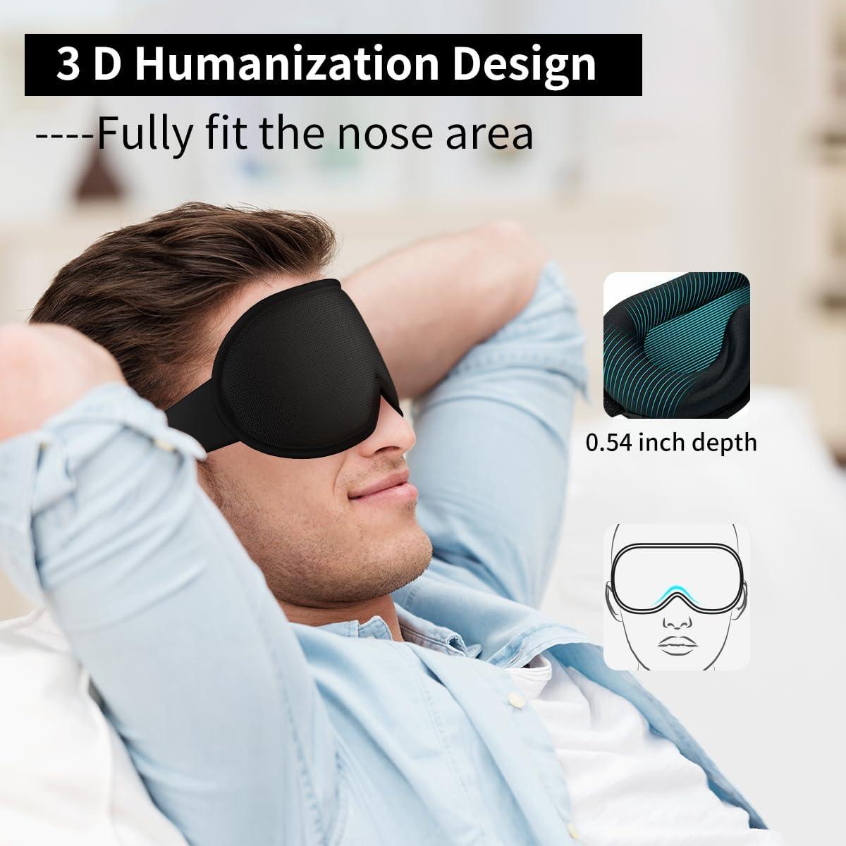 Máscara de Ojos Easysleep 3D Contorneada Negra - Bloqueo Total de Luz