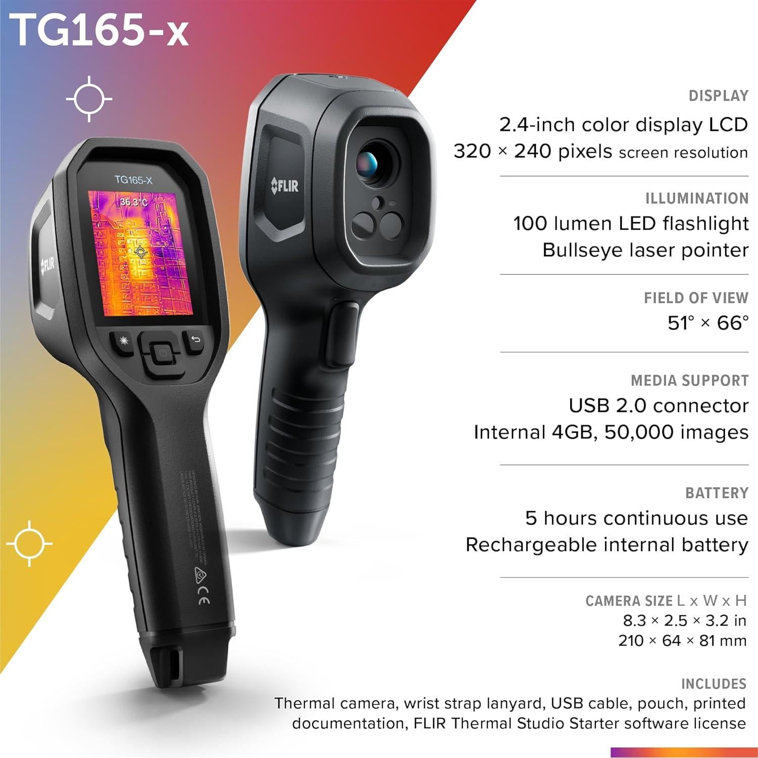 Cámara Térmica FLIR TG165-X Infrarroja 4800 píxeles -25°C a 300°C