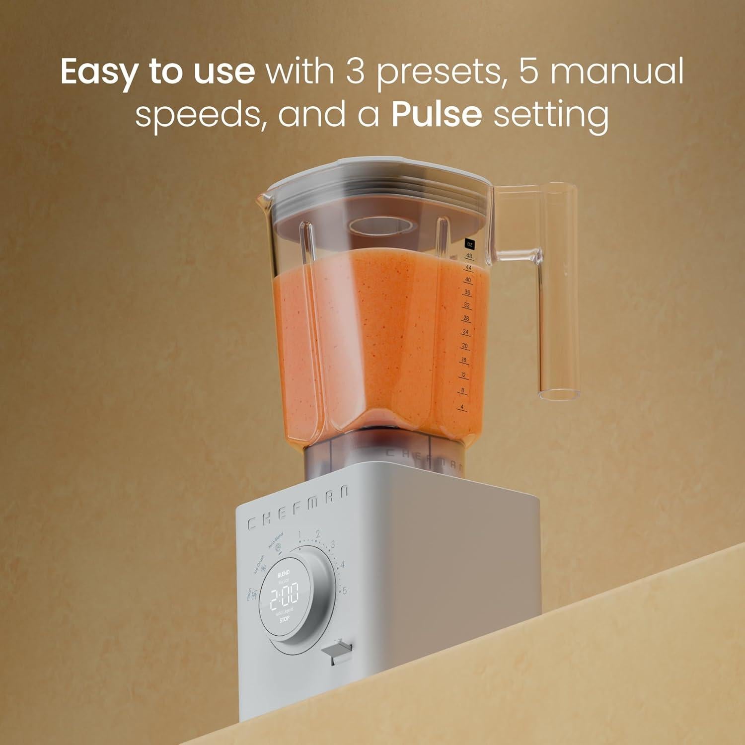 Licuadora Chefman RJ27-T1 1.42L 1380W Auto-Mezcla Concreto