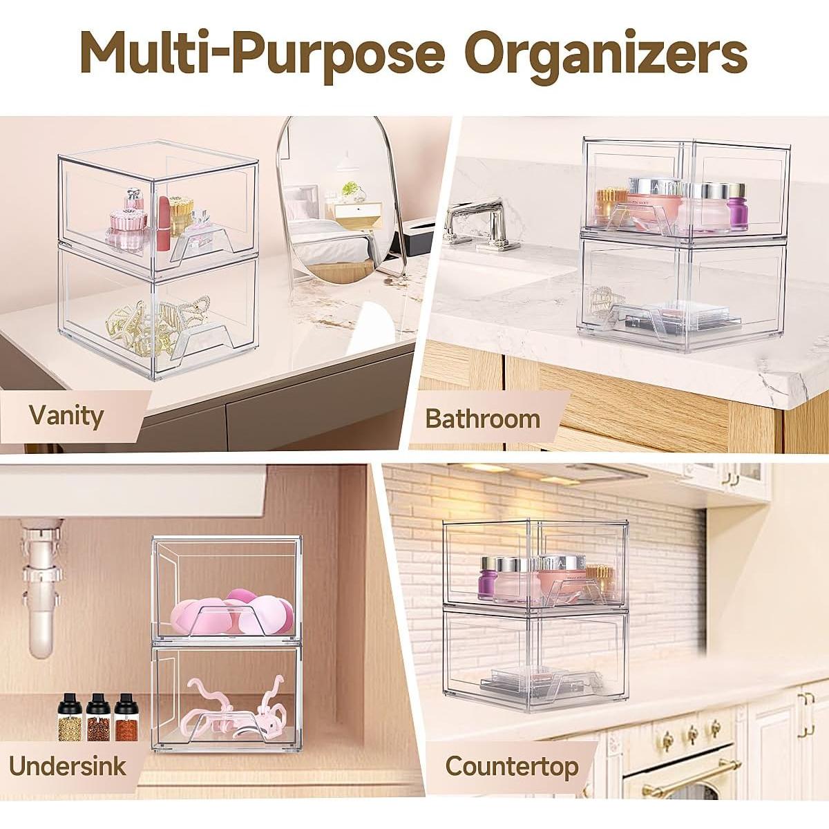 Cajones Organizadores Apilables Damomo 2 Piezas Acrílico Claro