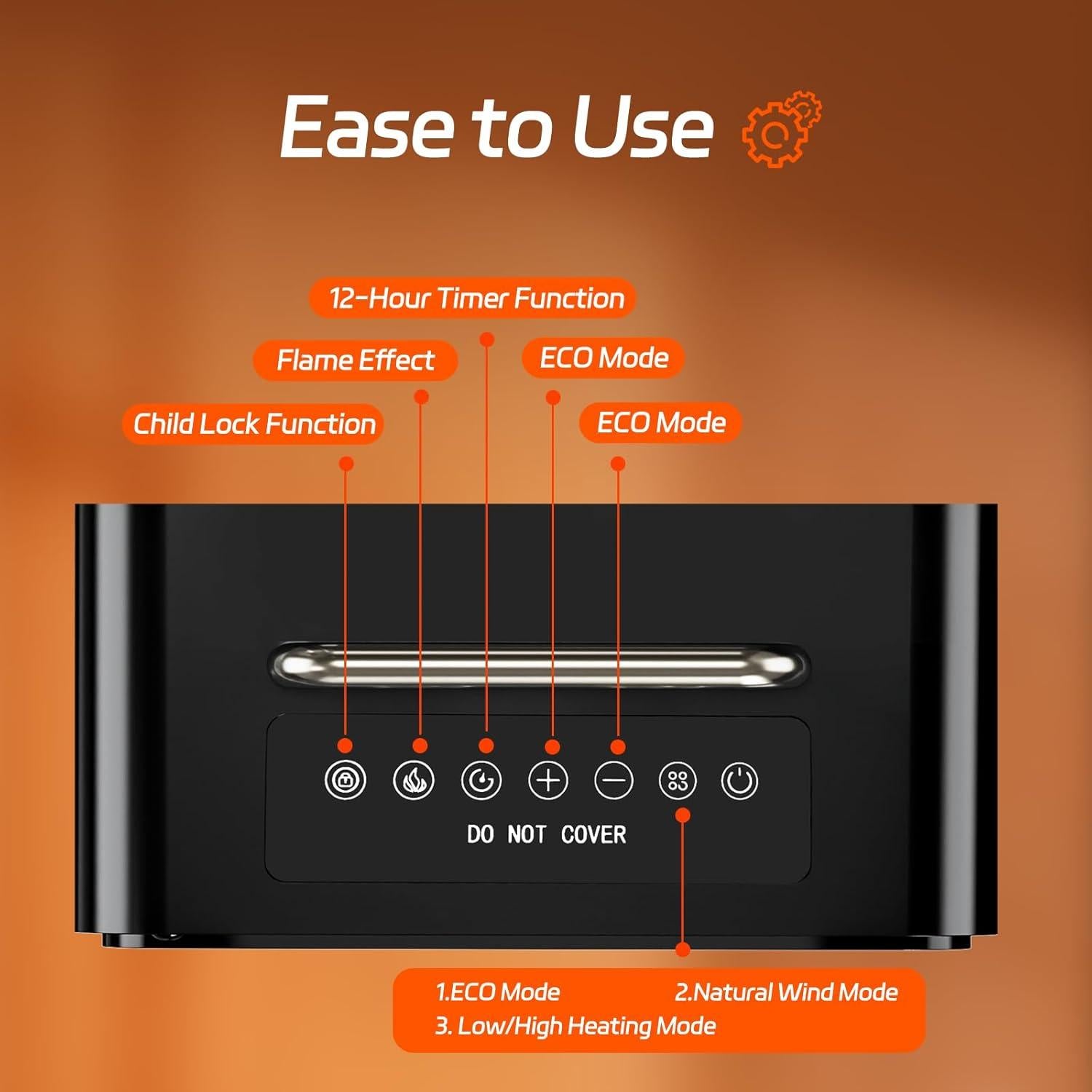 Calentador de Chimenea Eléctrico Feculs AD37 750/1500W 3 en 1