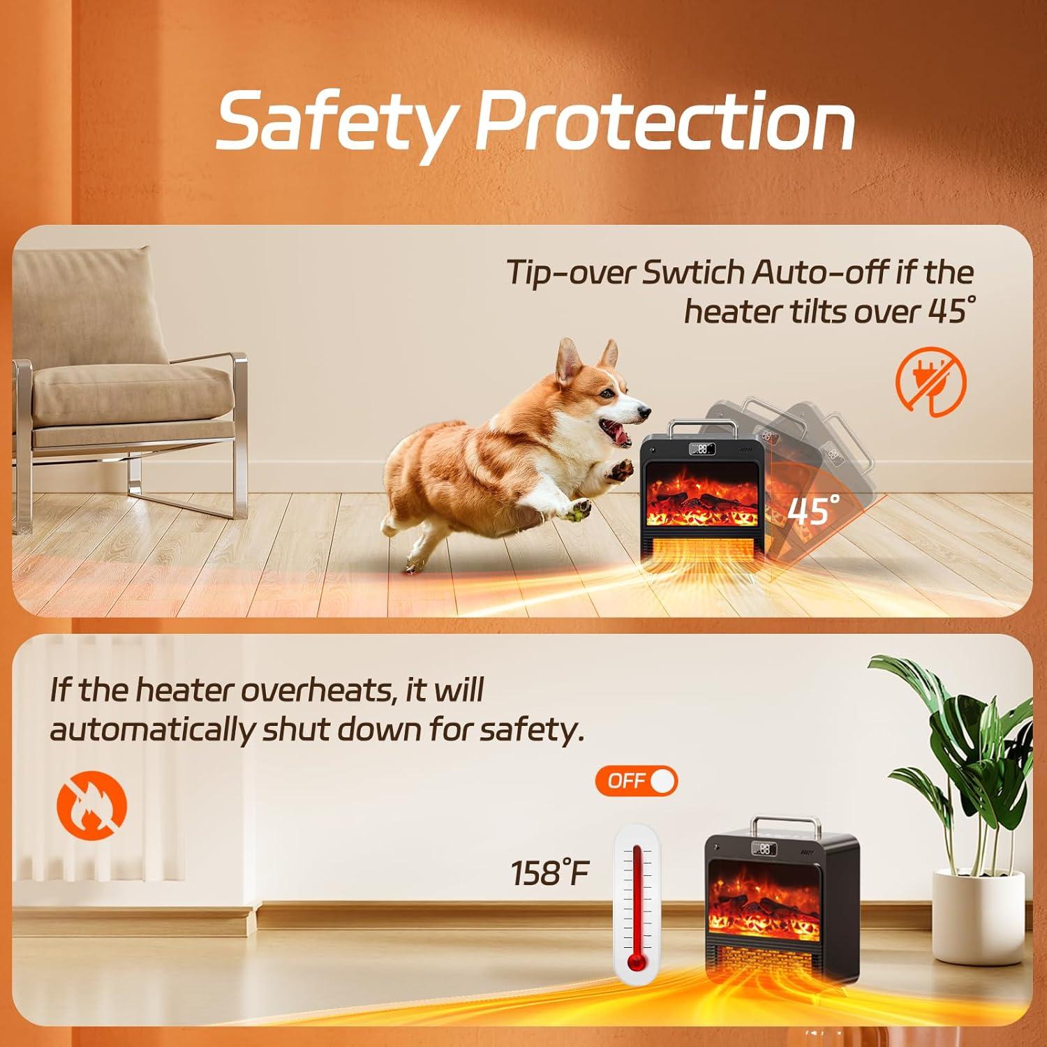 Calentador de Chimenea Eléctrico Feculs AD37 750/1500W 3 en 1